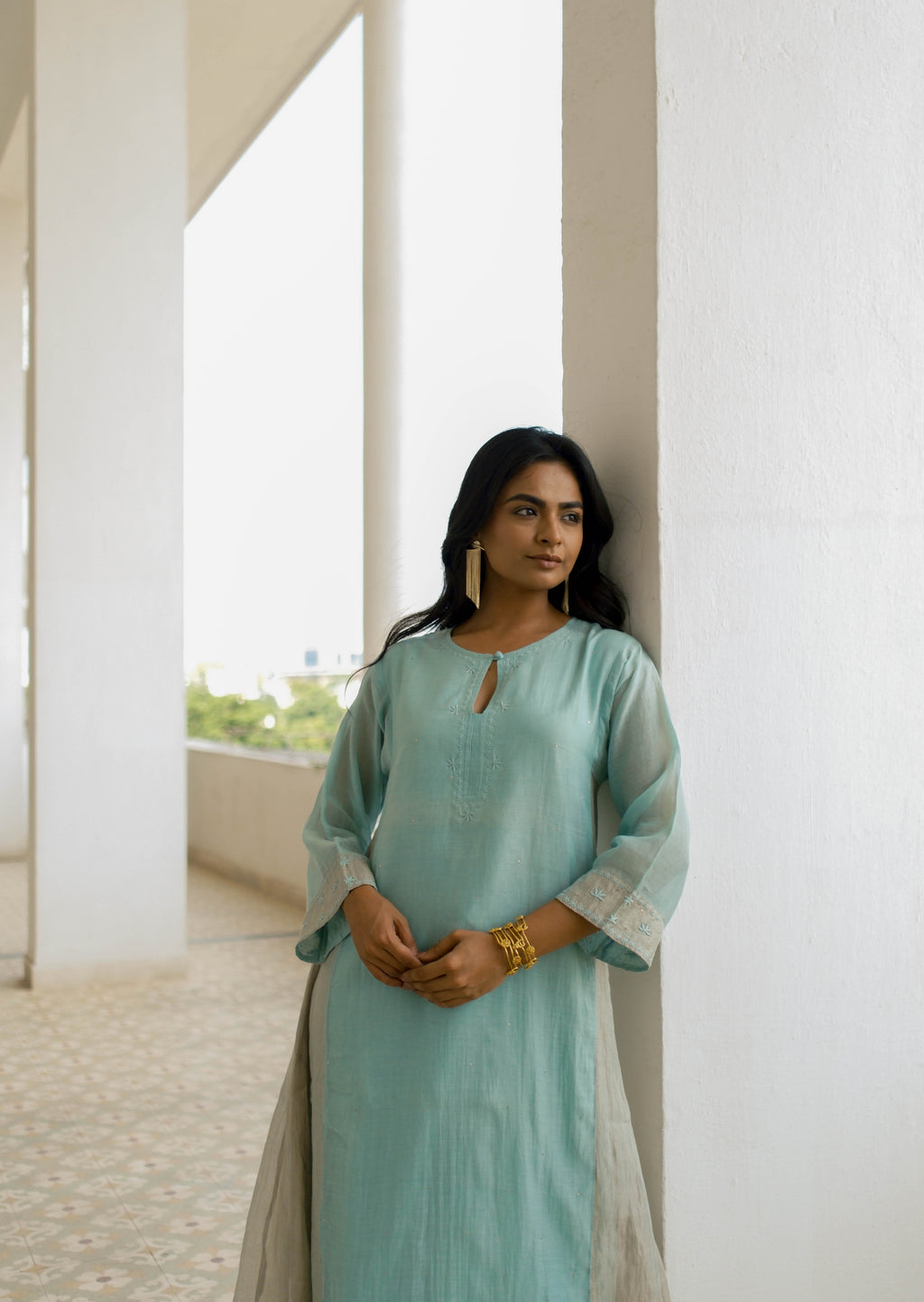 Mint Chikankari Kurta Set