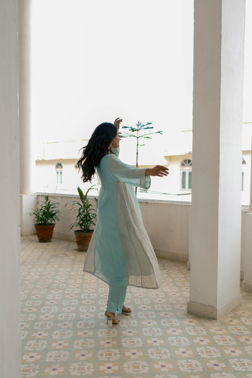 Mint Chikankari Kurta Set