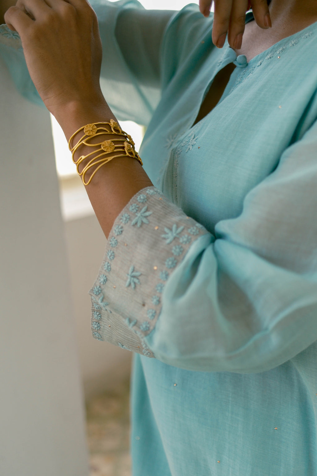 Mint Chikankari Kurta Set