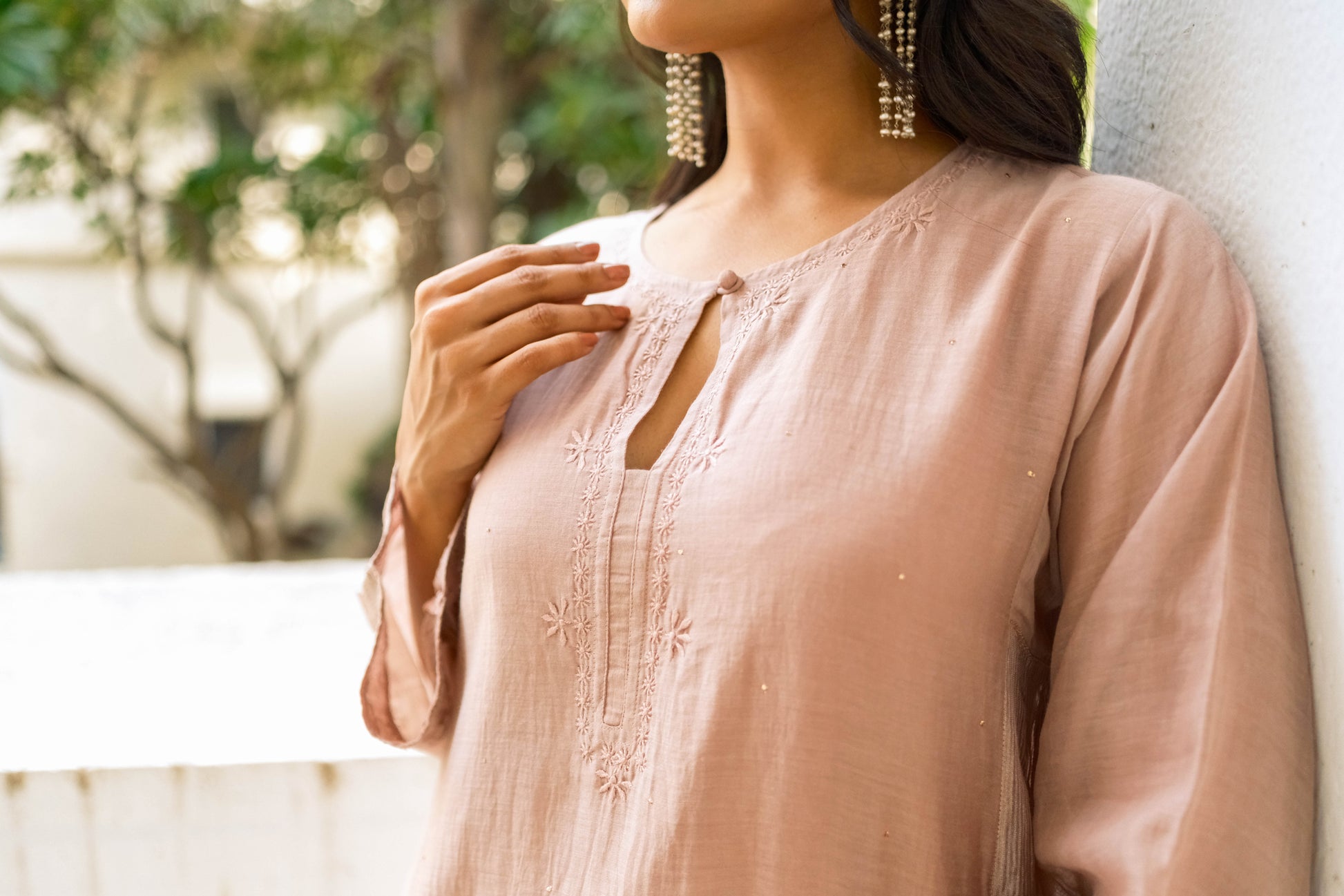 Pecan Chikankari Kurta Set