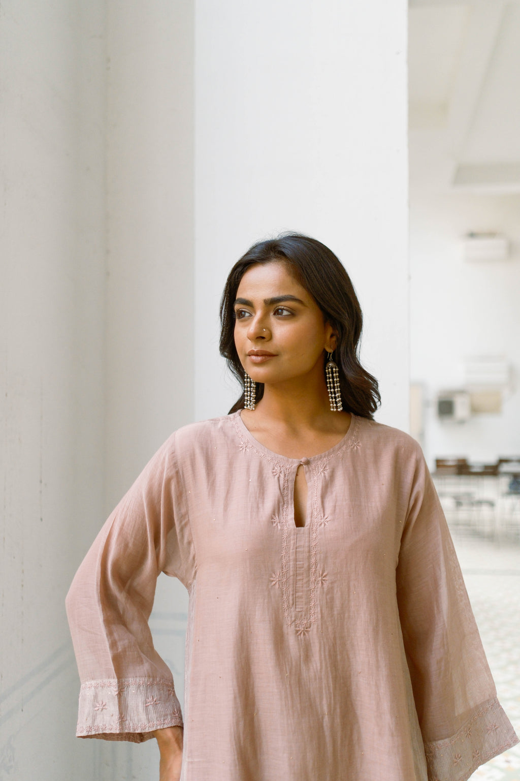 Pecan Chikankari Kurta Set