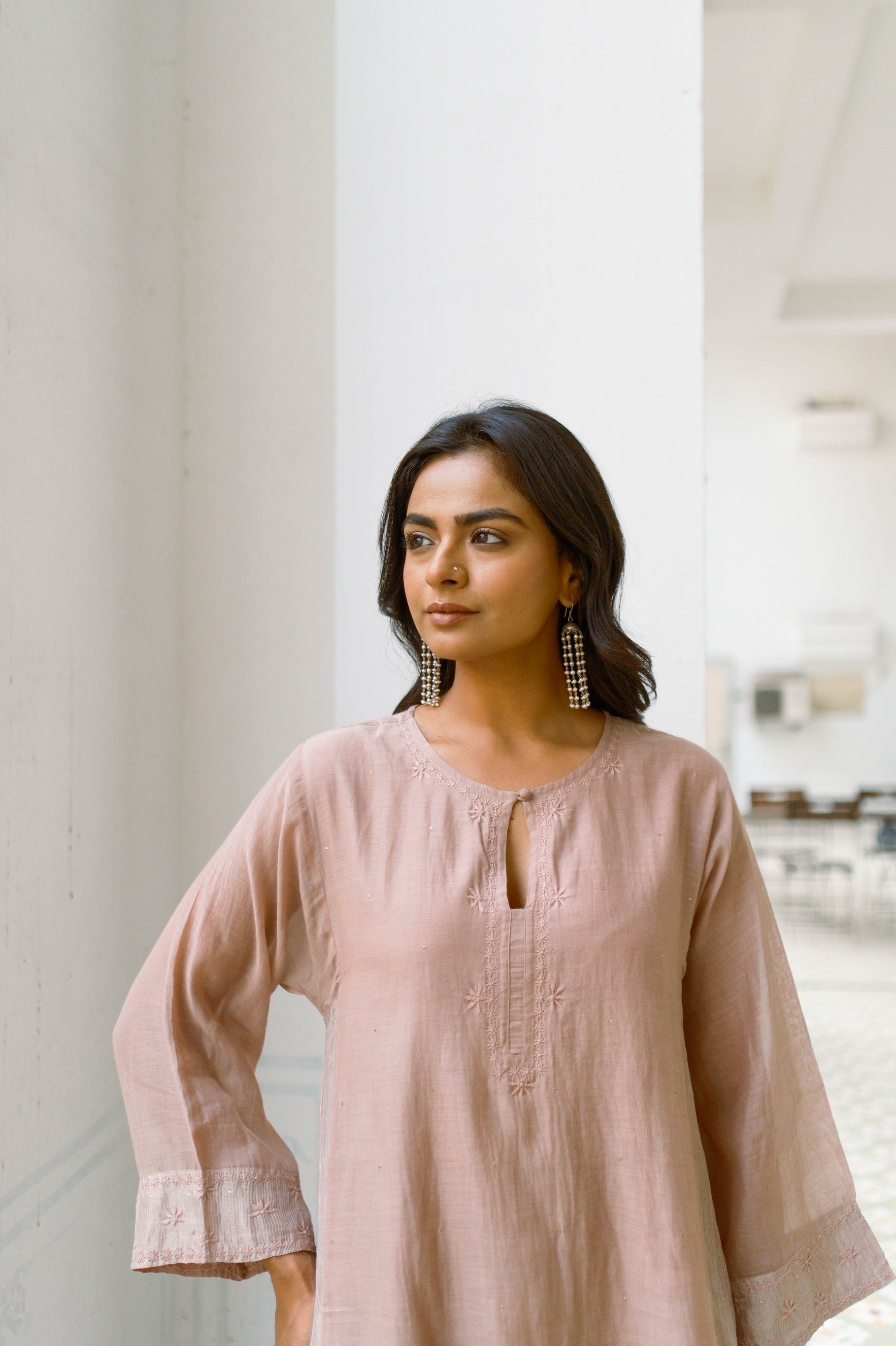 Pecan Chikankari Kurta Set