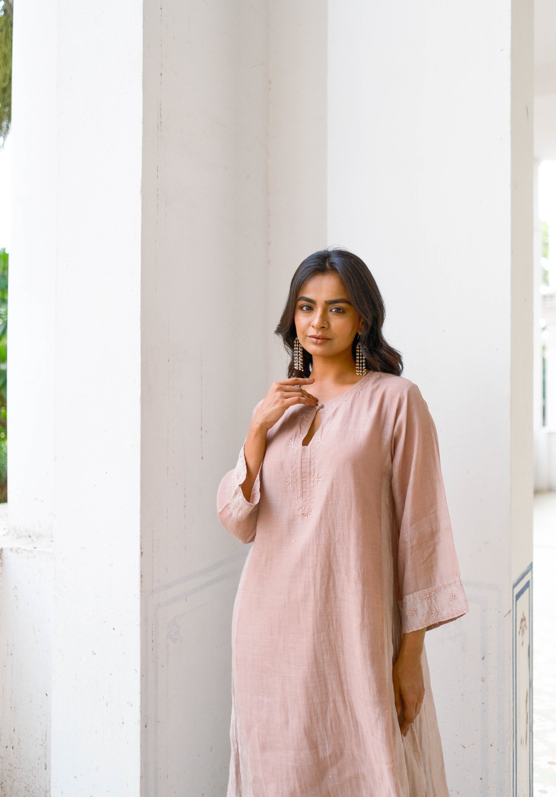 Pecan Chikankari Kurta Set