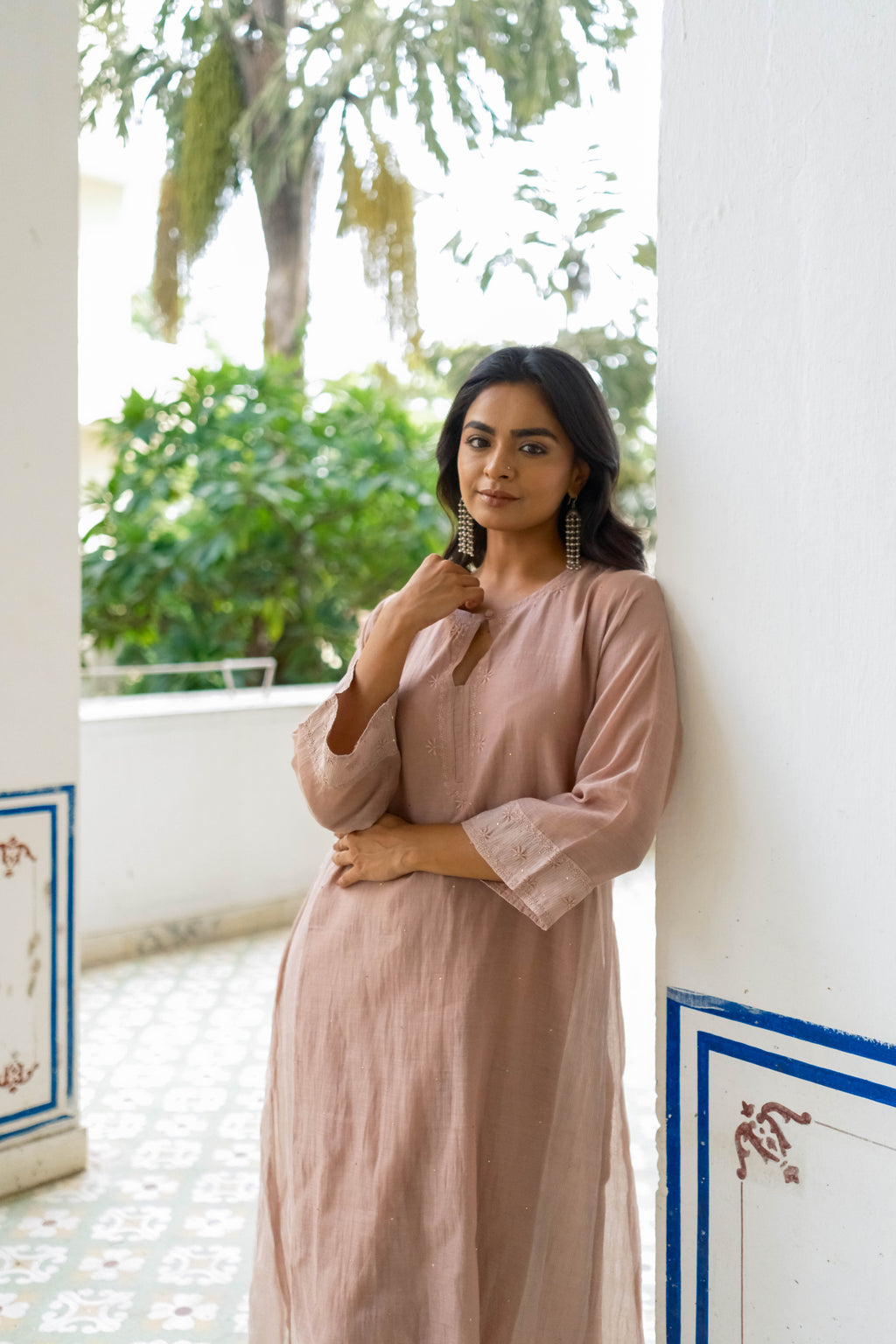 Pecan Chikankari Kurta Set