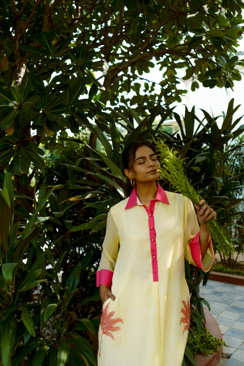 Yellow Chiffon Malabar Palm Dress