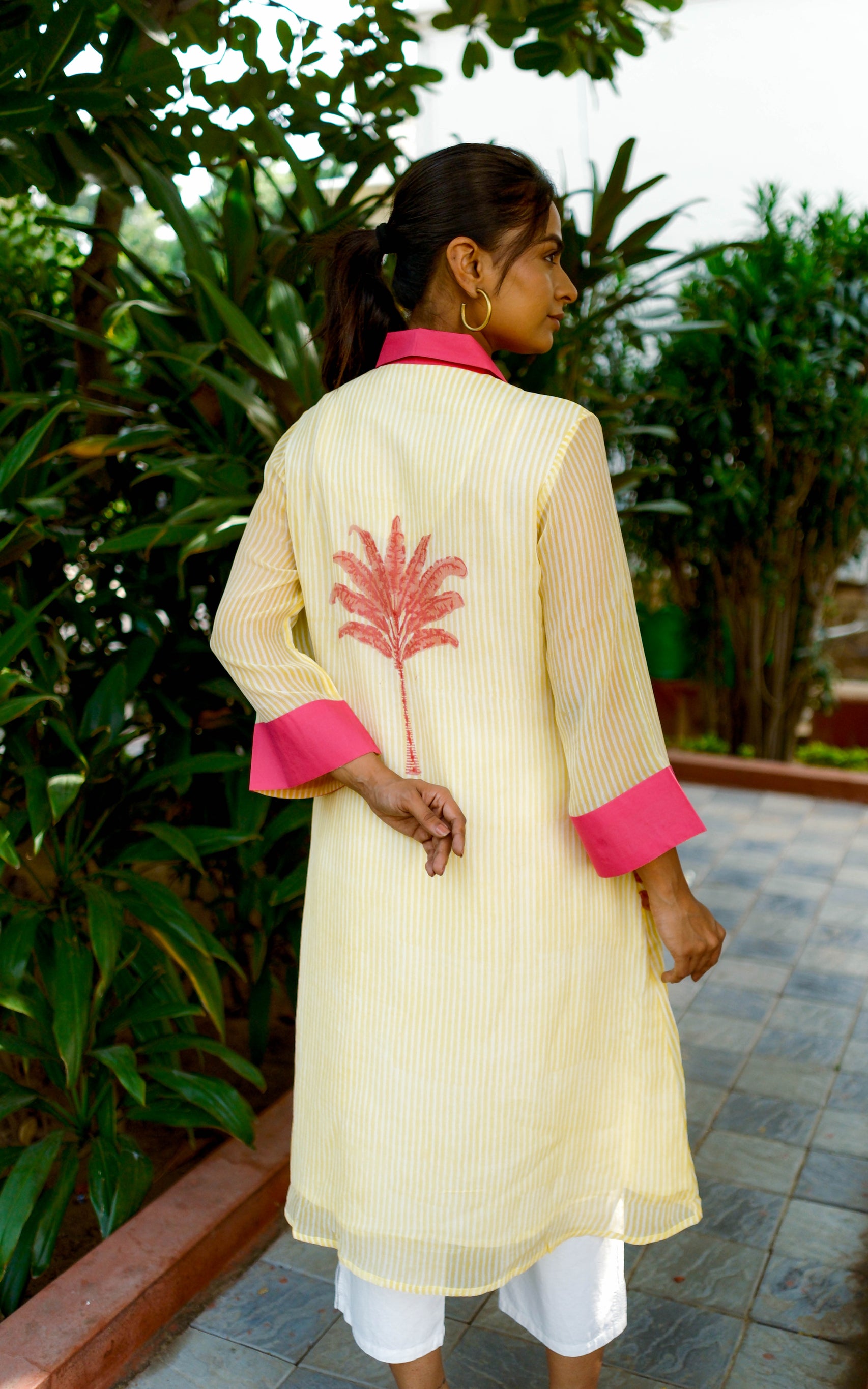 Yellow Chiffon Malabar Palm Dress