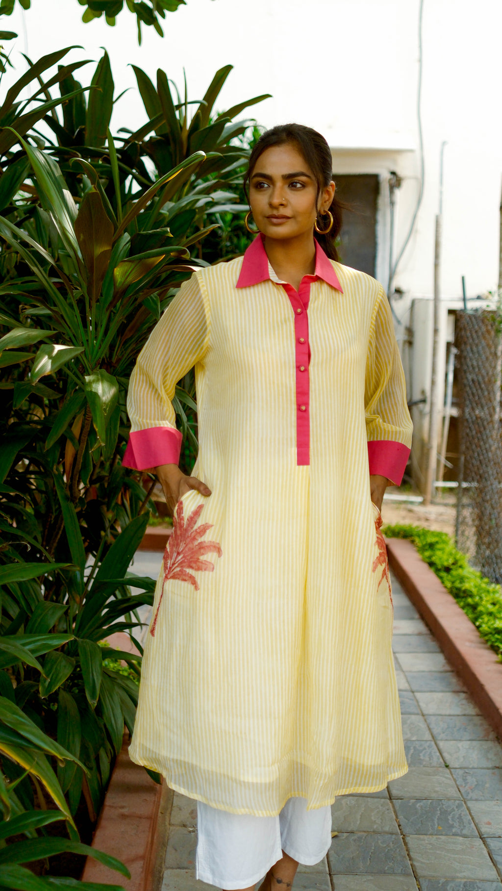 Yellow Chiffon Malabar Palm Dress