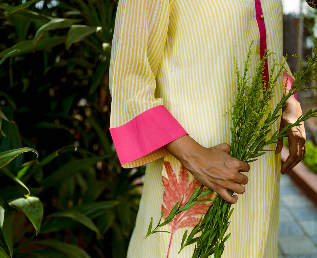 Yellow Chiffon Malabar Palm Dress