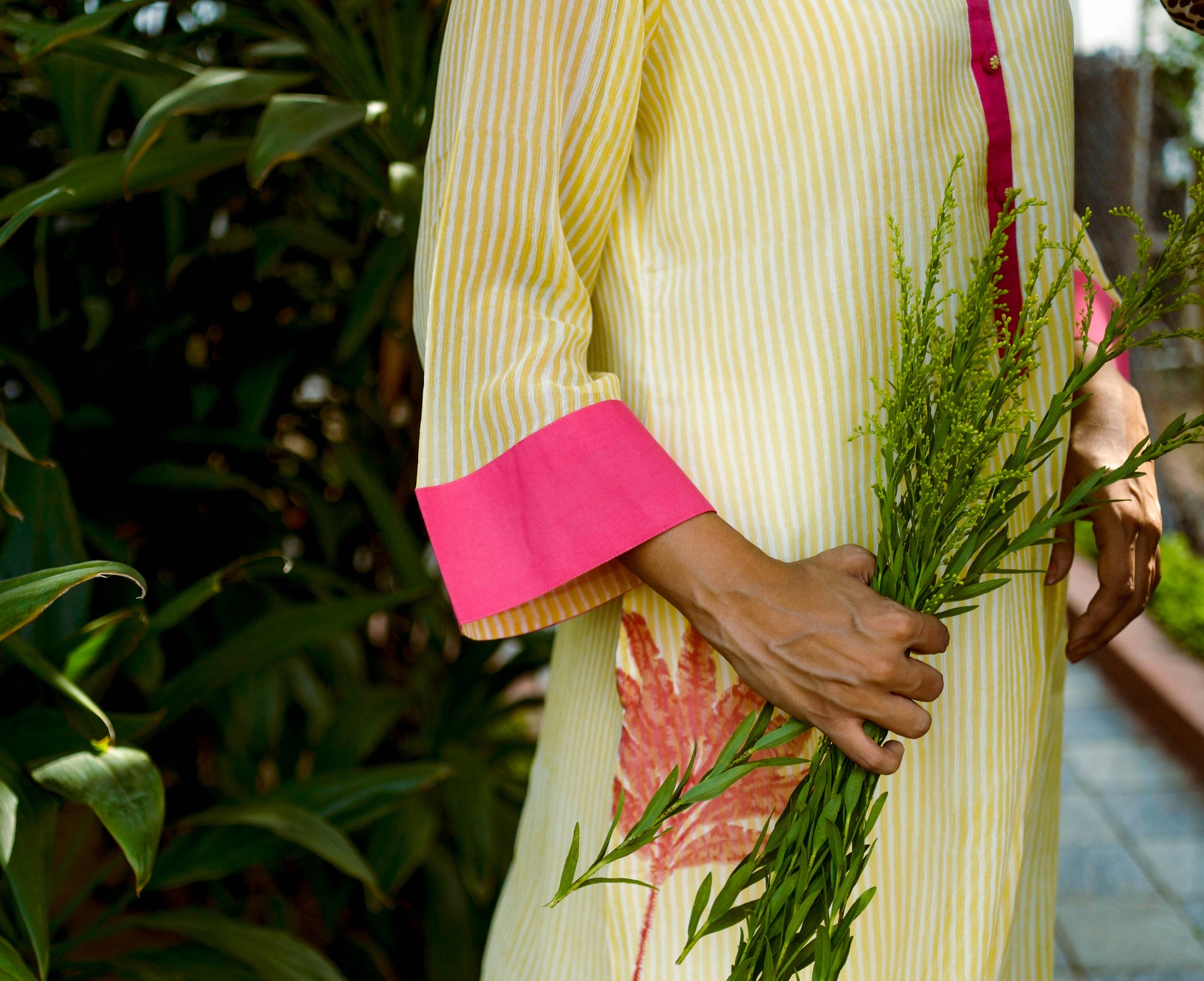 Yellow Chiffon Malabar Palm Dress