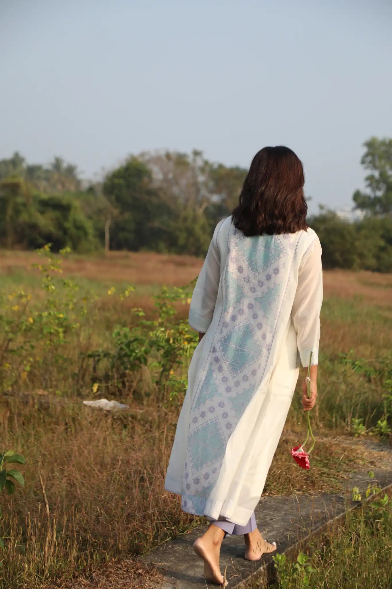 Kolam White Panel Kurta