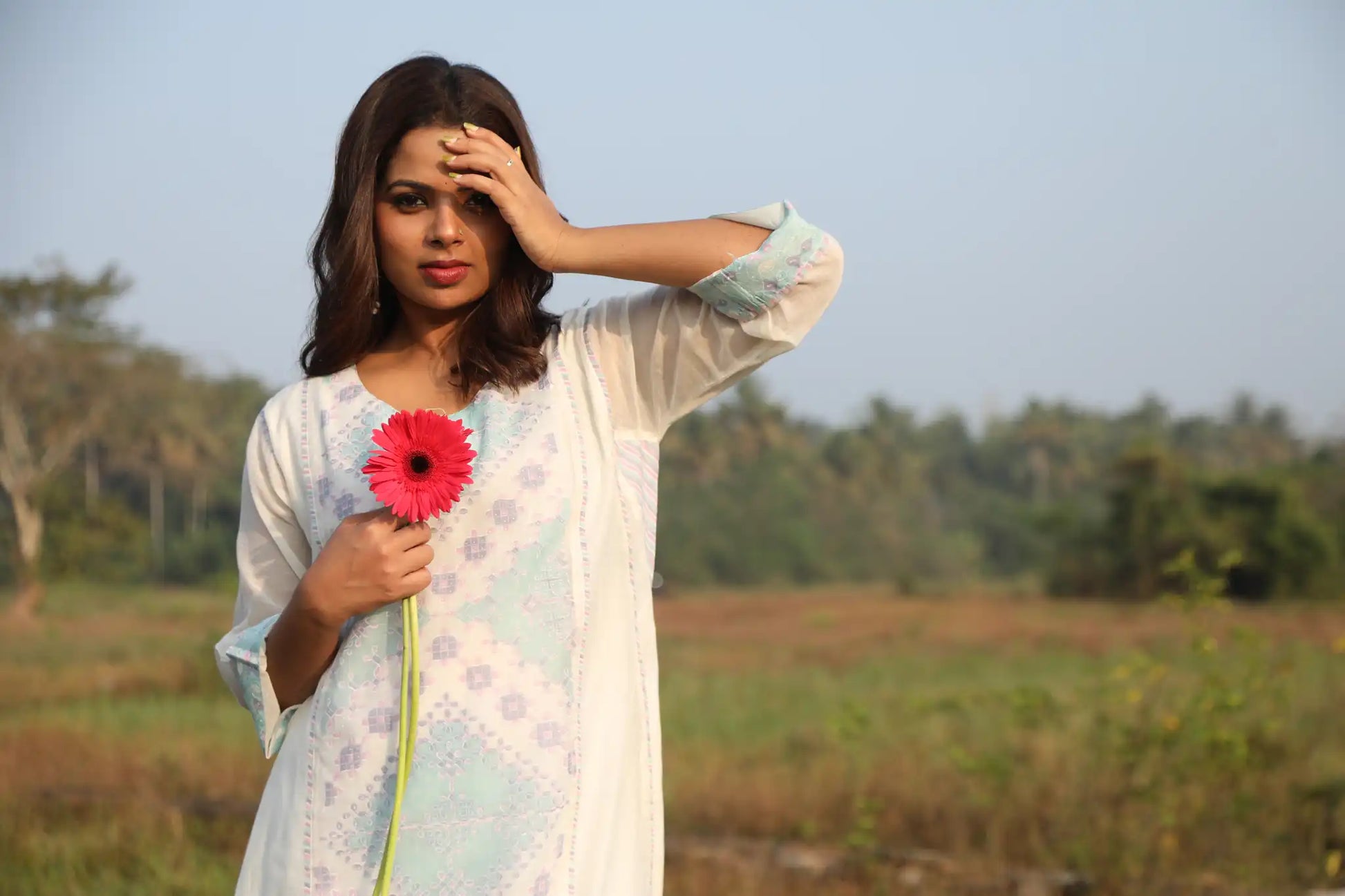 Kolam White Panel Kurta