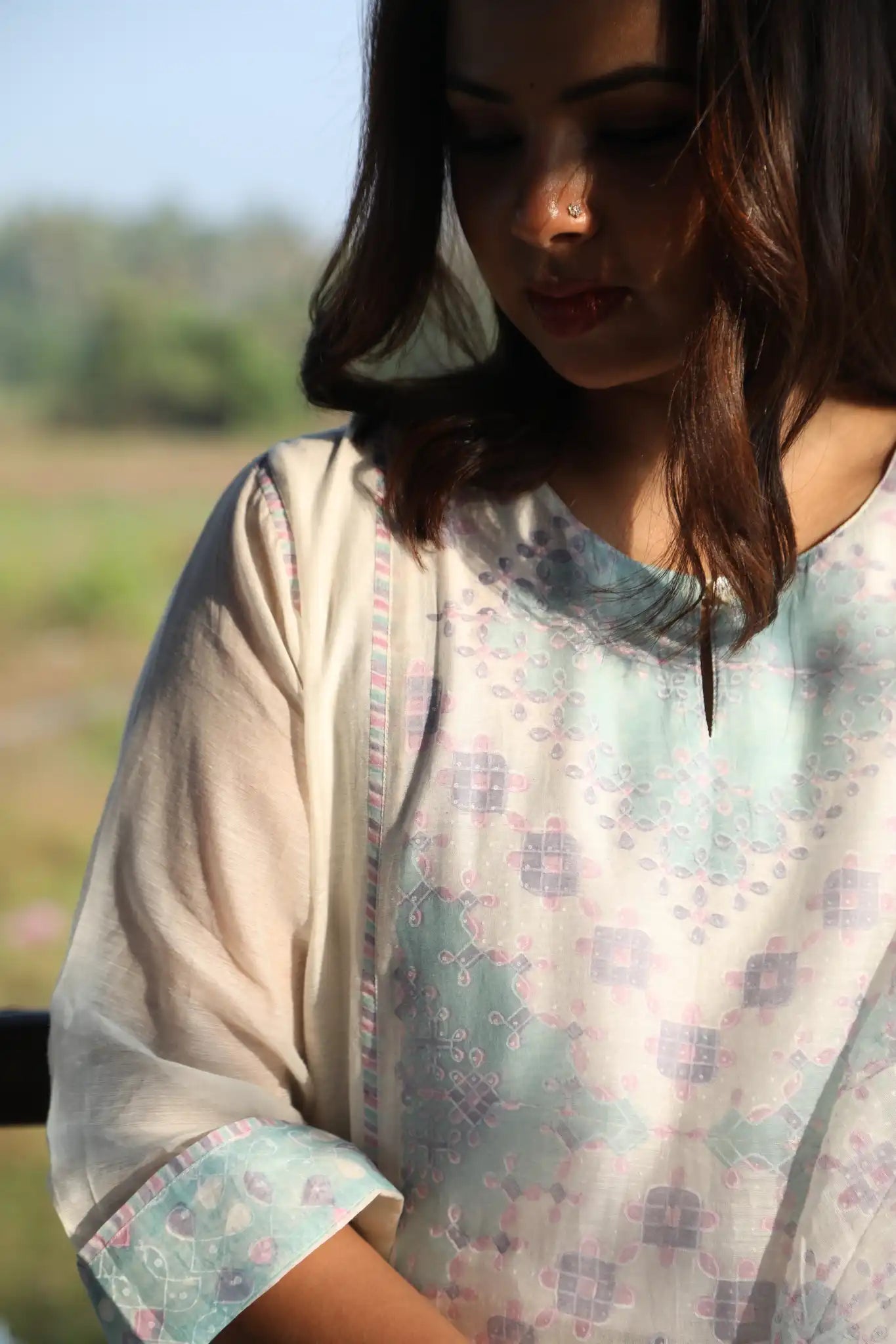 Kolam White Panel Kurta
