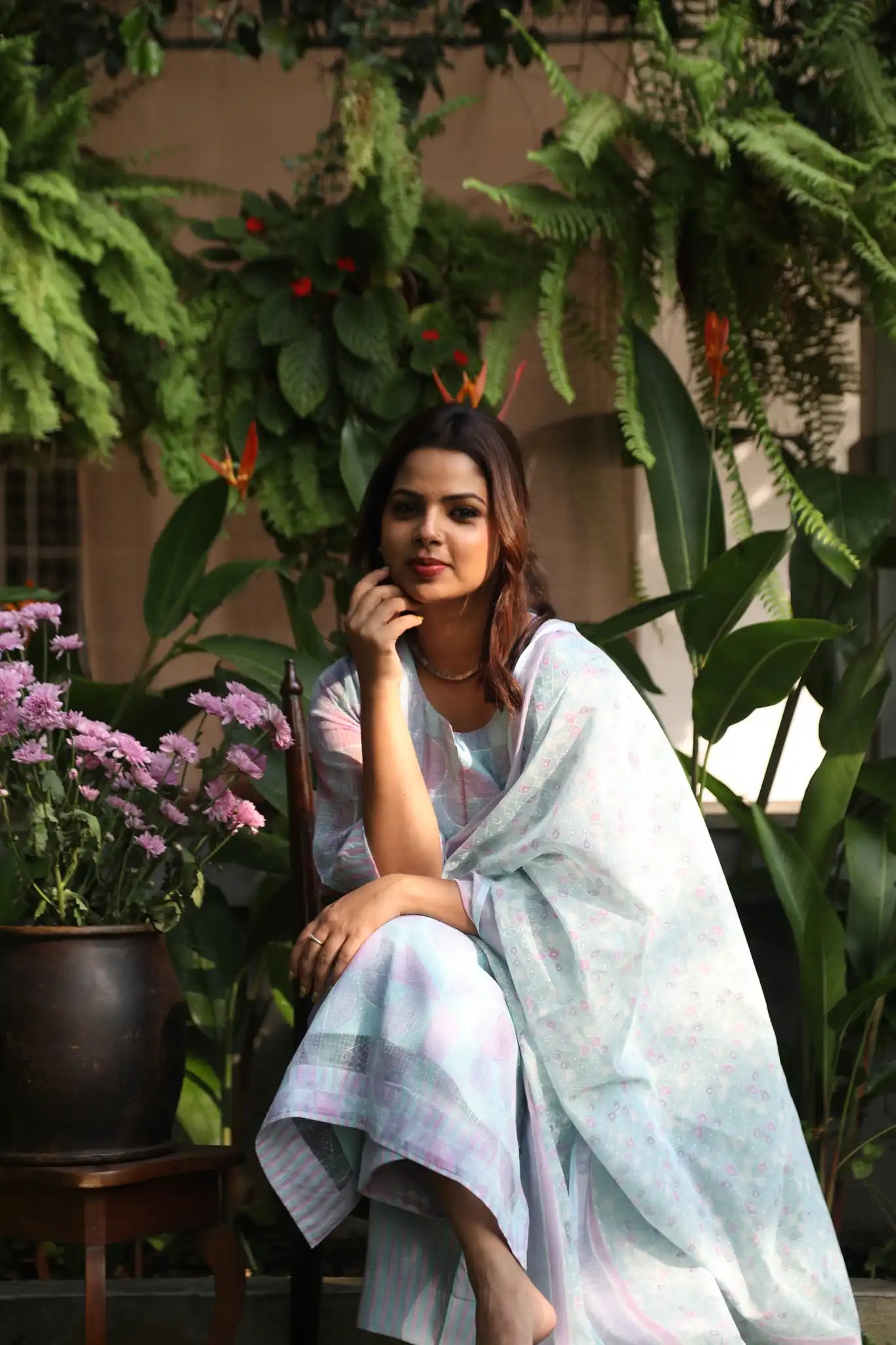 Geometric Pattern Kota Kurta w/liner