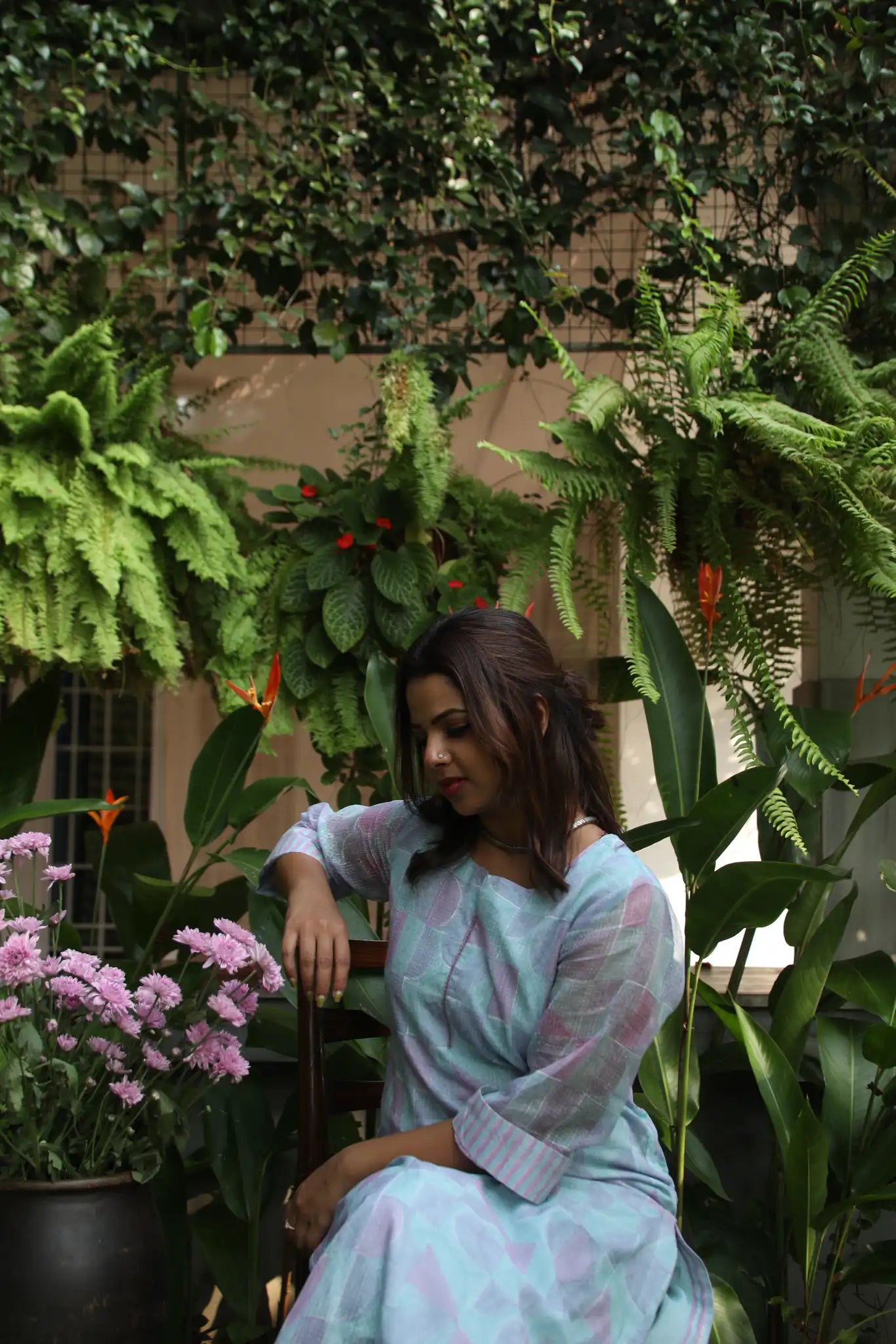 Geometric Pattern Kota Kurta w/liner