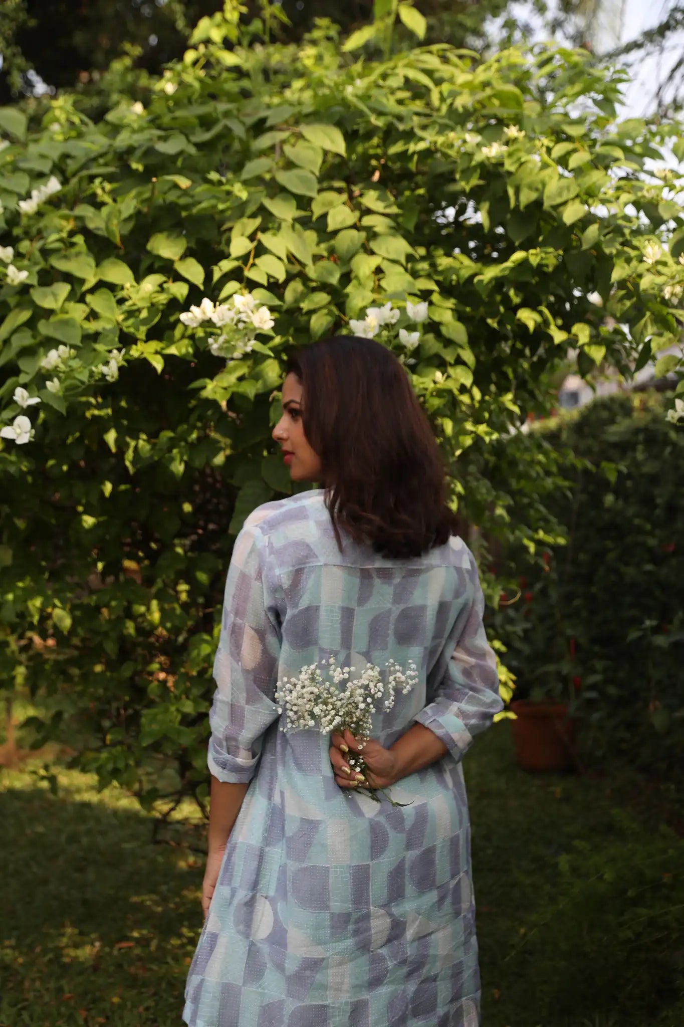 Geometric Pattern Chanderi Dress