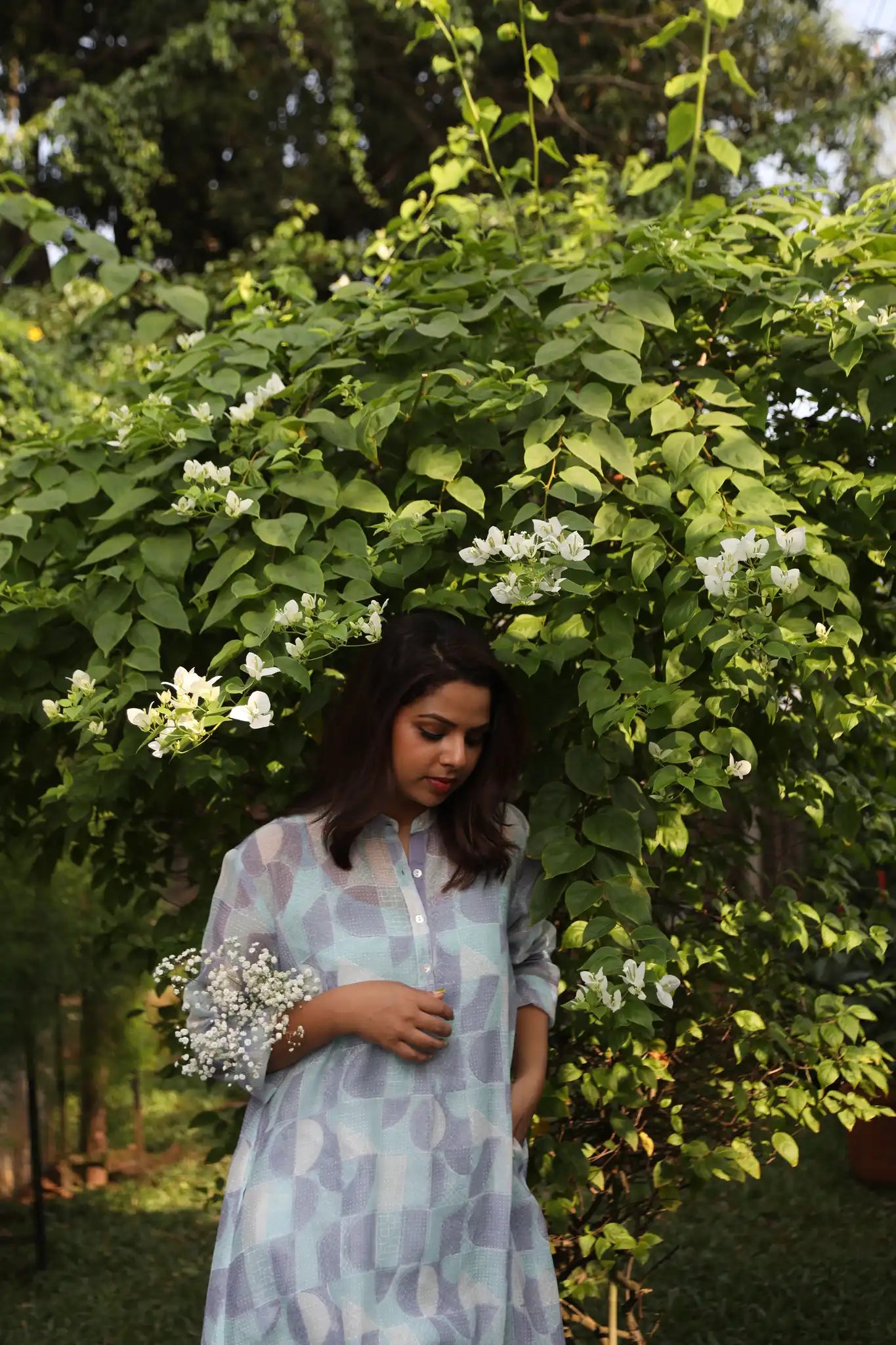 Geometric Pattern Chanderi Dress