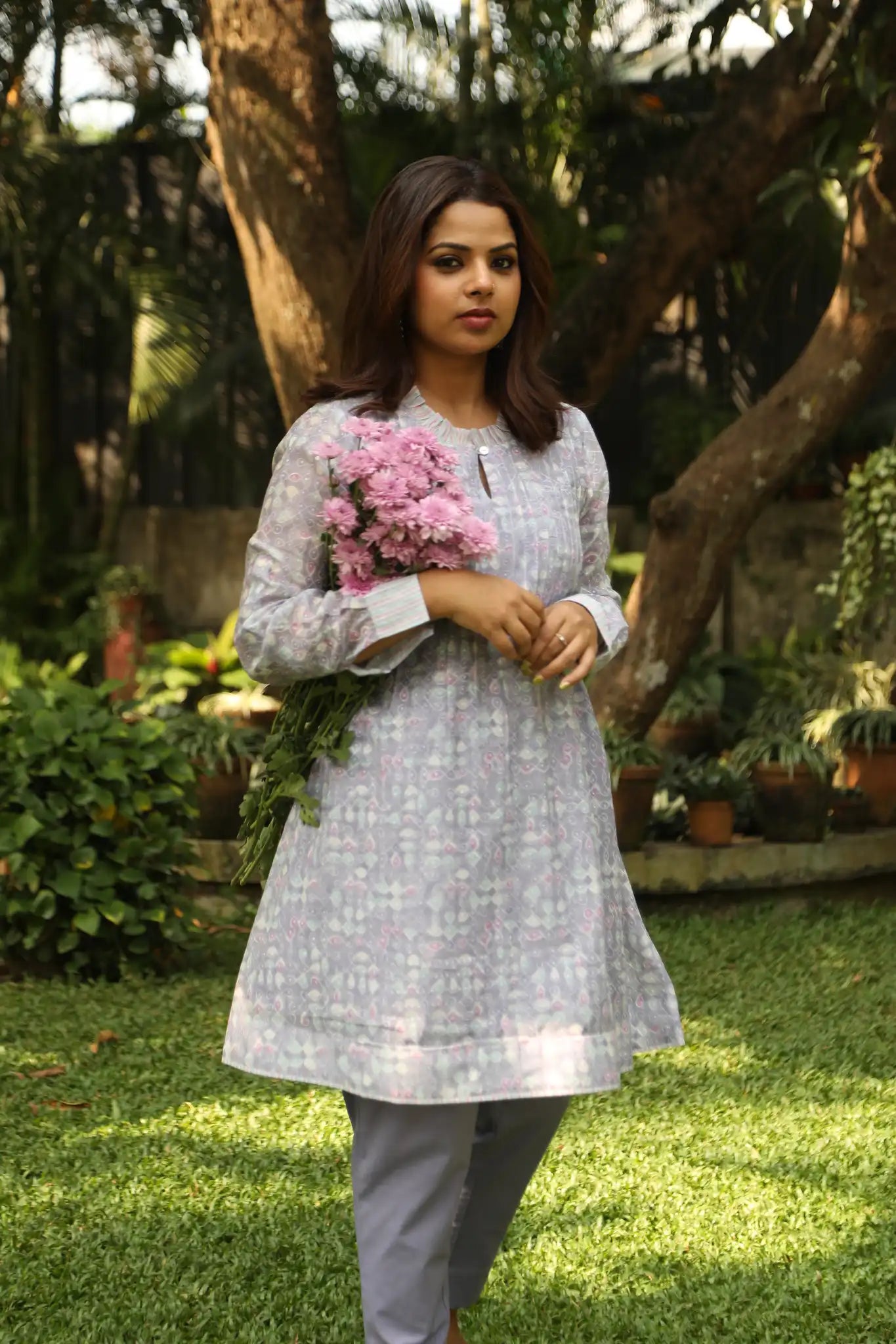 Kolam Pintuck Dress - Purple
