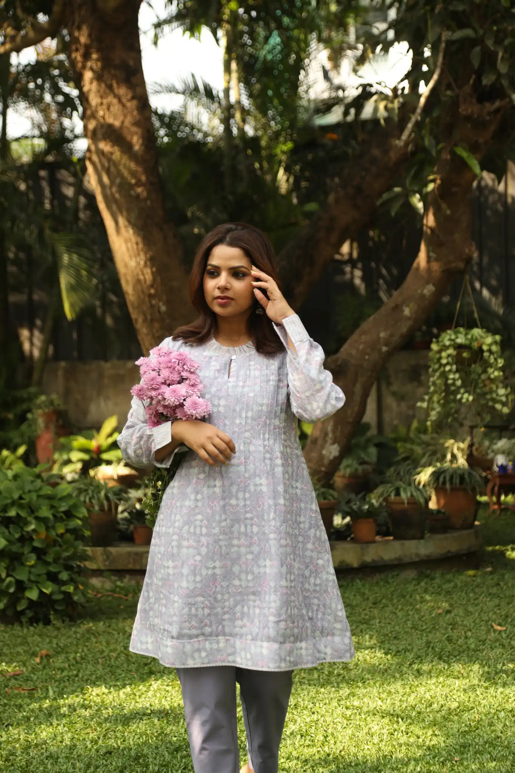 Kolam Pintuck Dress - Purple