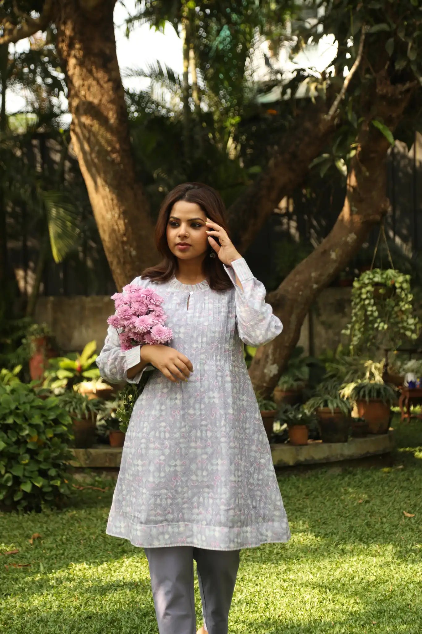 Kolam Pintuck Dress - Purple