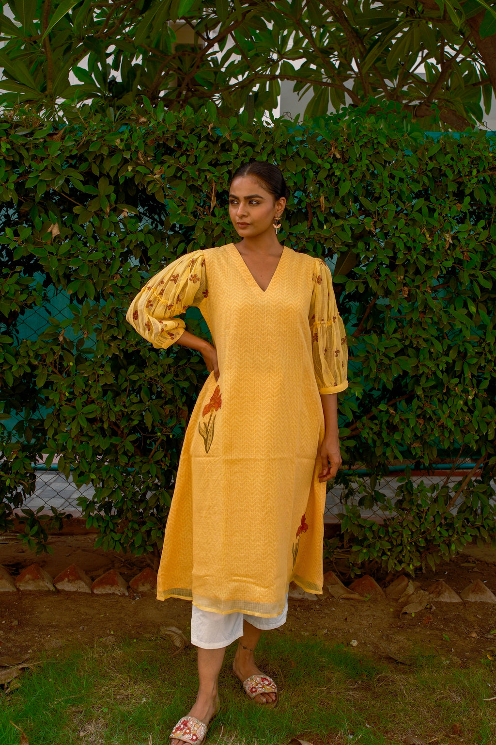 Yellow Kota Kurta w/ Chevron