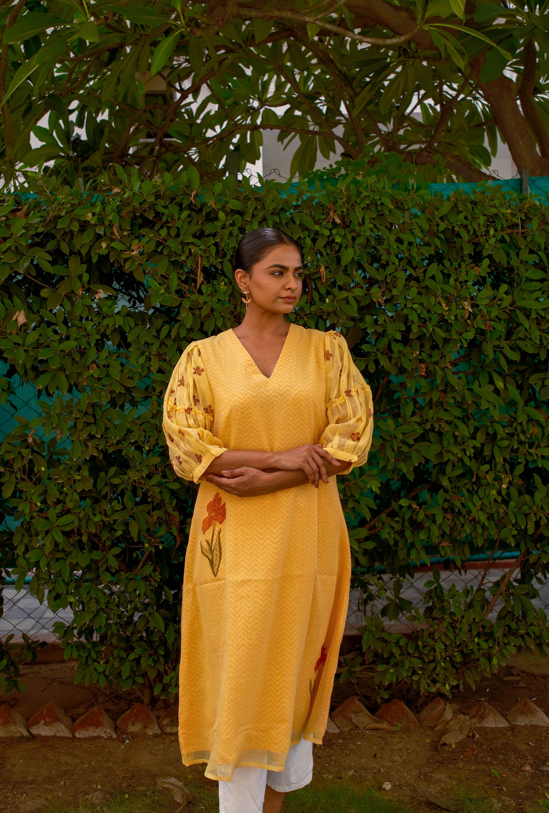 Yellow Kota Kurta w/ Chevron