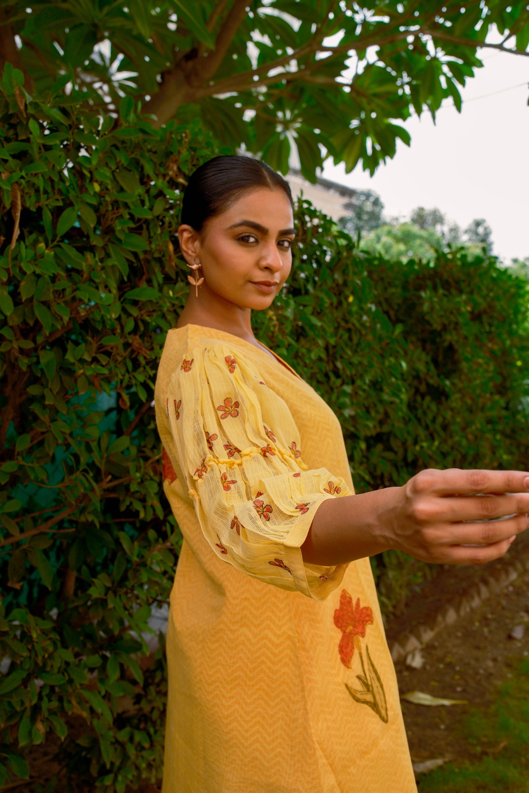 Yellow Kota Kurta w/ Chevron