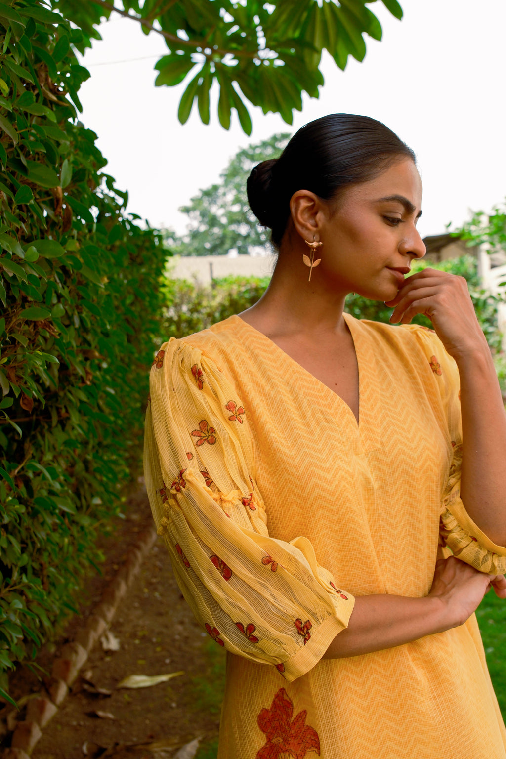 Yellow Kota Kurta w/ Chevron