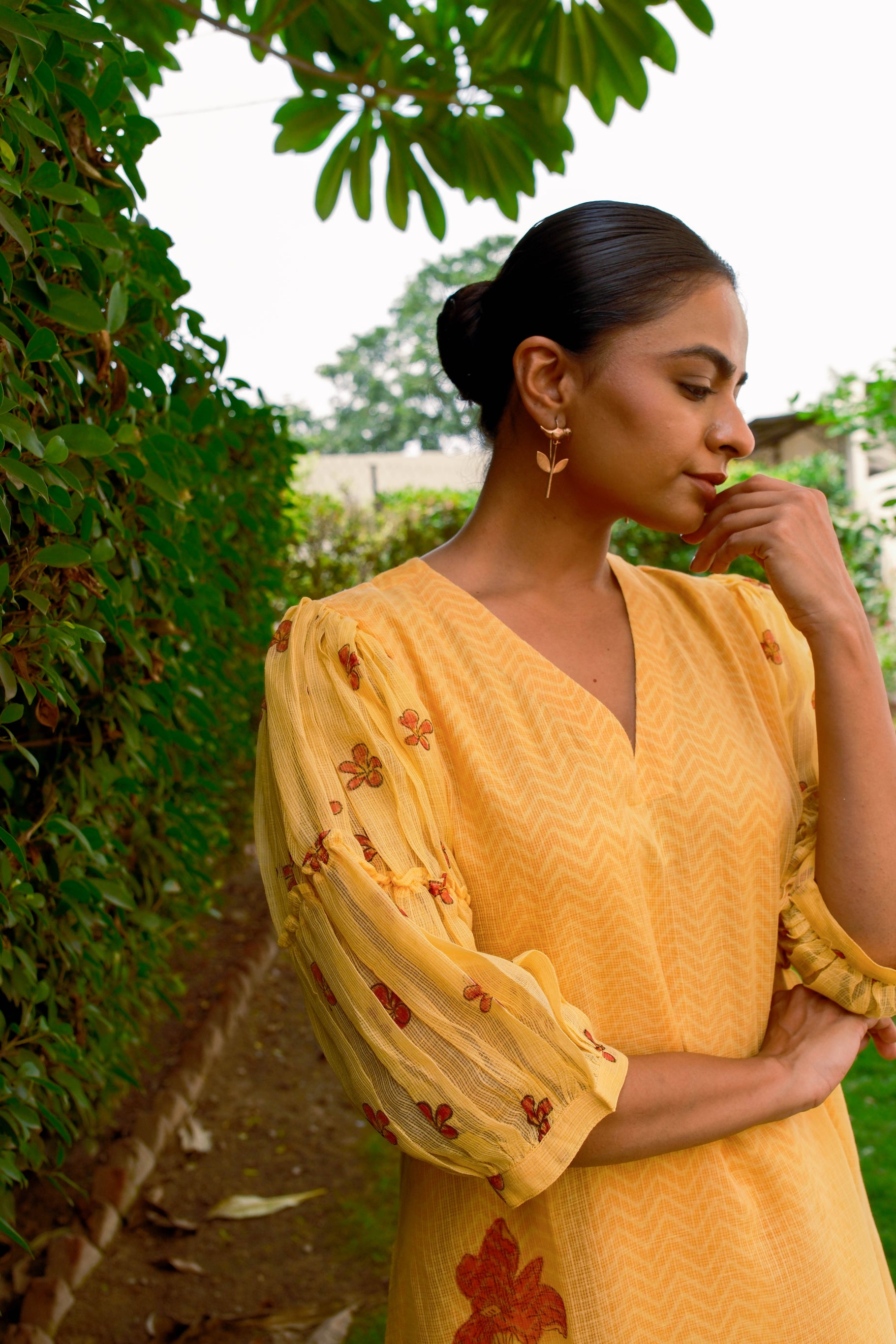 Yellow Kota Kurta w/ Chevron