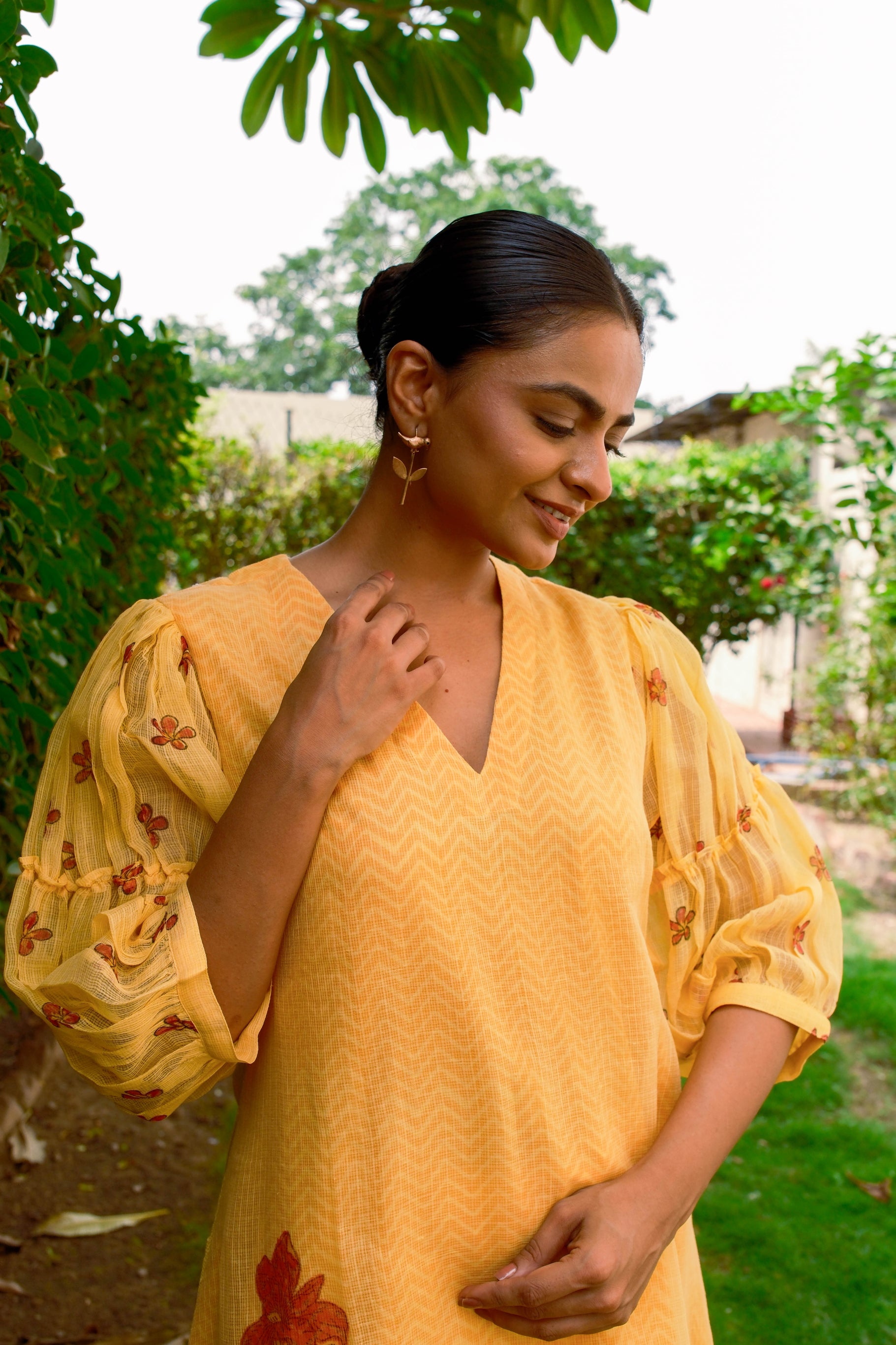 Yellow Kota Kurta w/ Chevron