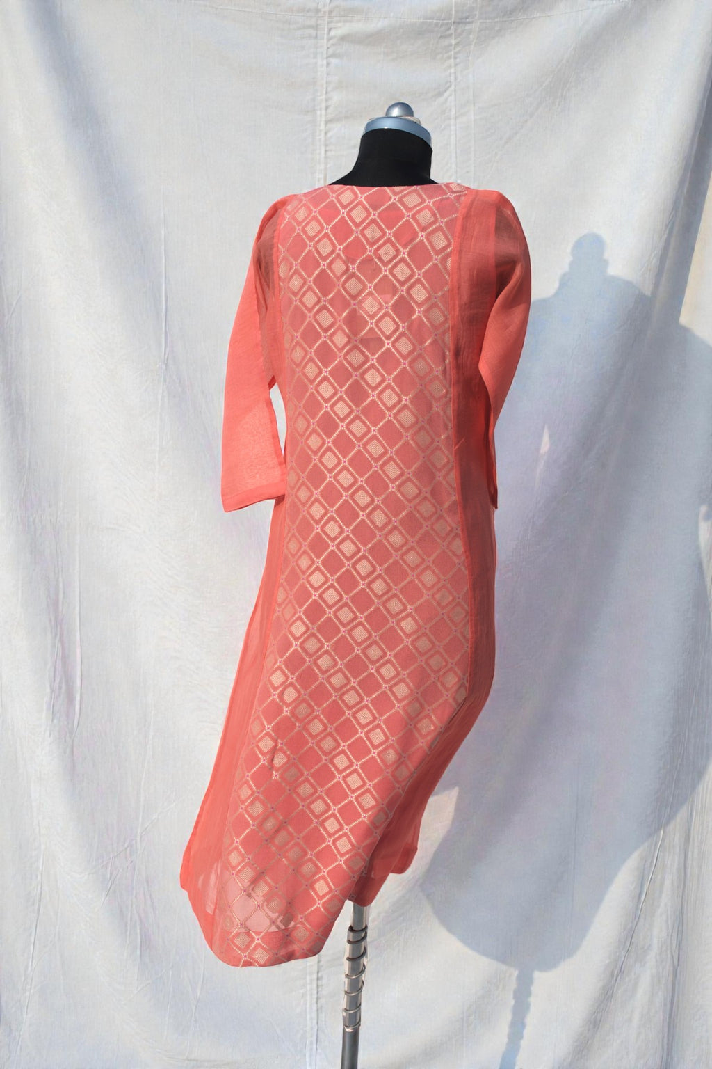 Pure Banaras Dress - Peach
