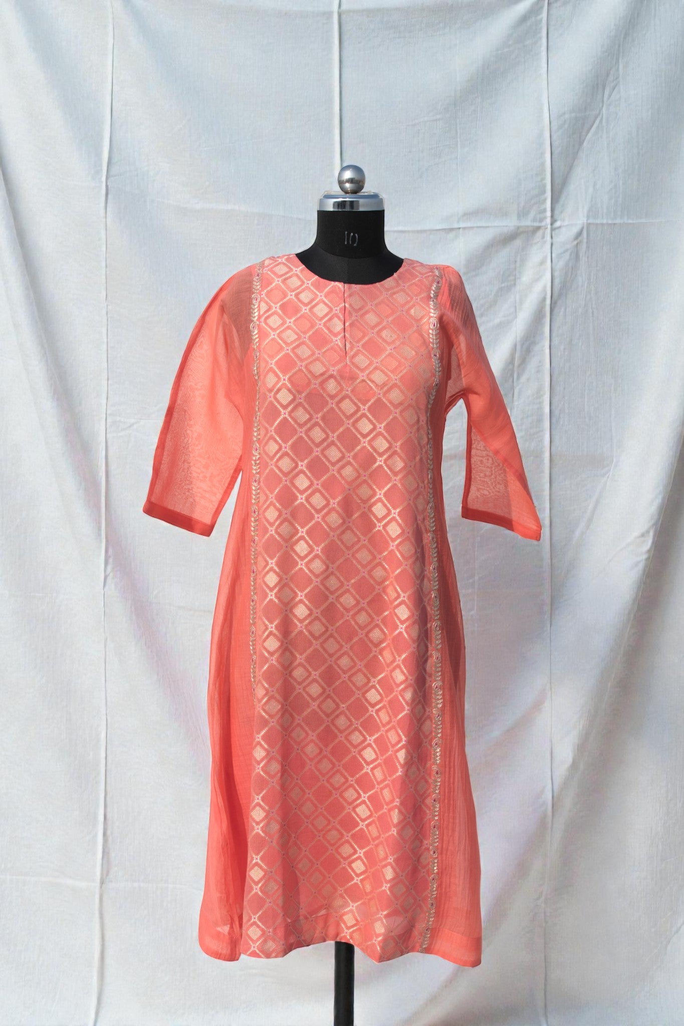 Pure Banaras Dress - Peach