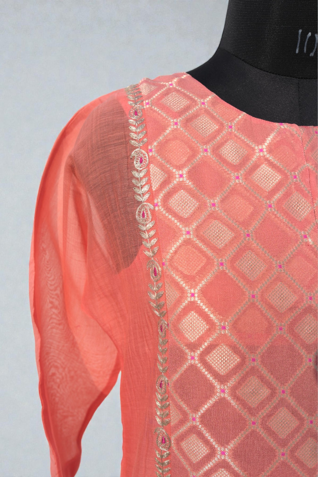 Pure Banaras Dress - Peach