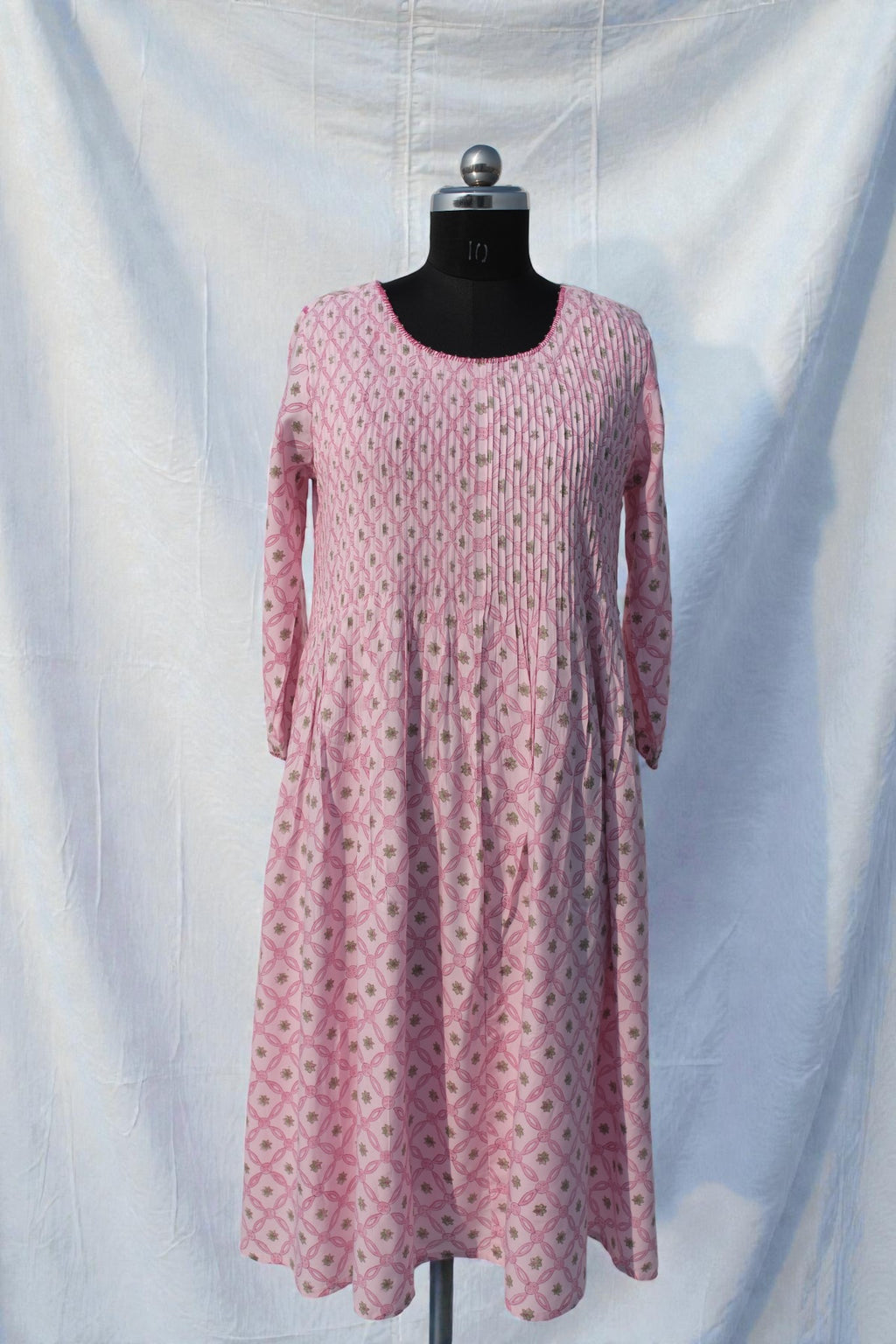 Pink geometric Jaal kurta set