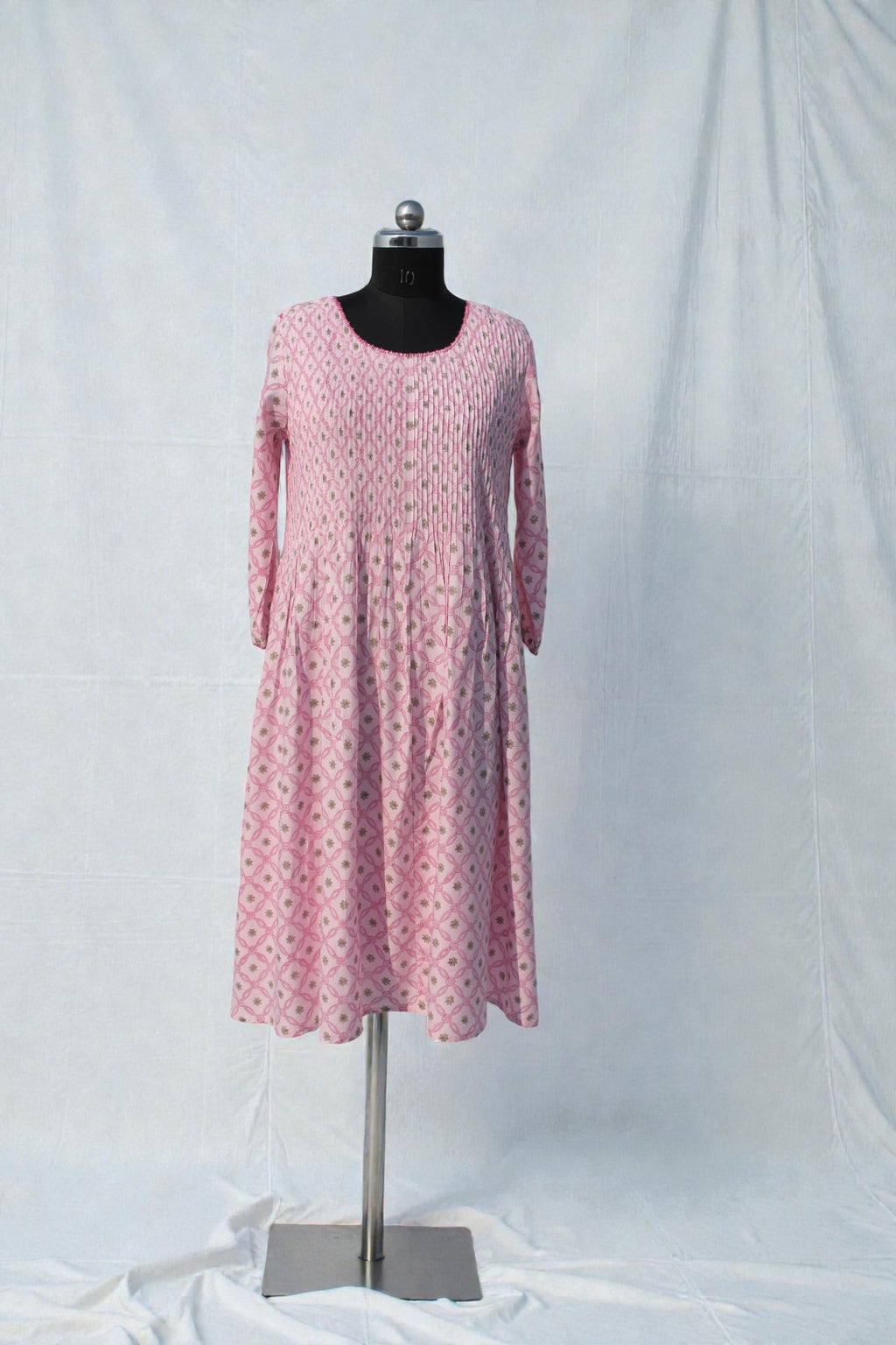 Pink geometric Jaal kurta set