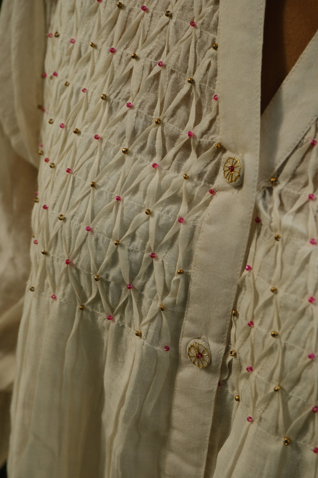White Chanderi dress with Applique work
