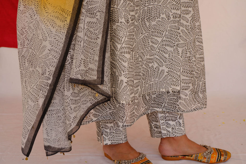Monochrome Gul Bagh - Yellow Kurta Set