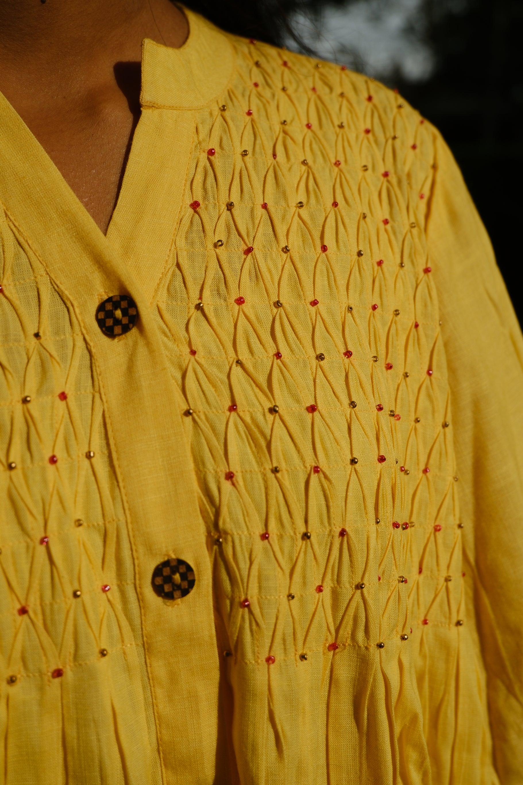 Yellow Floral Applique Dress