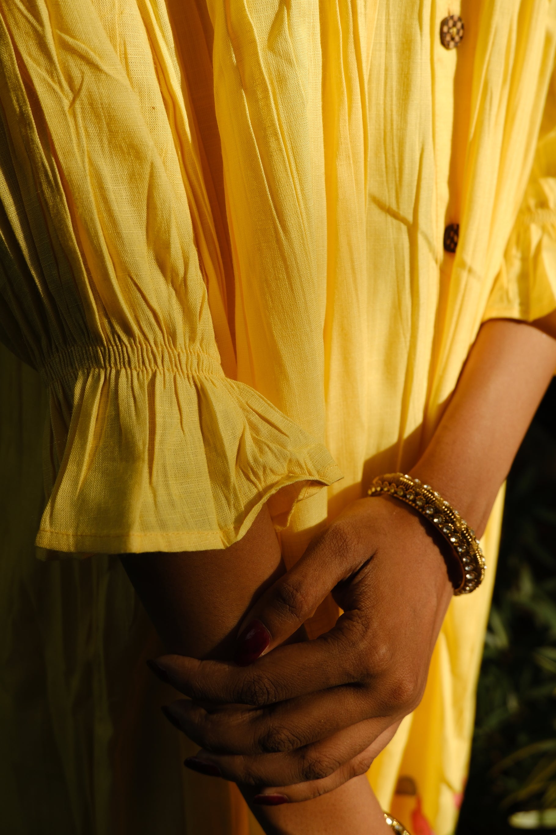 Yellow Floral Applique Dress