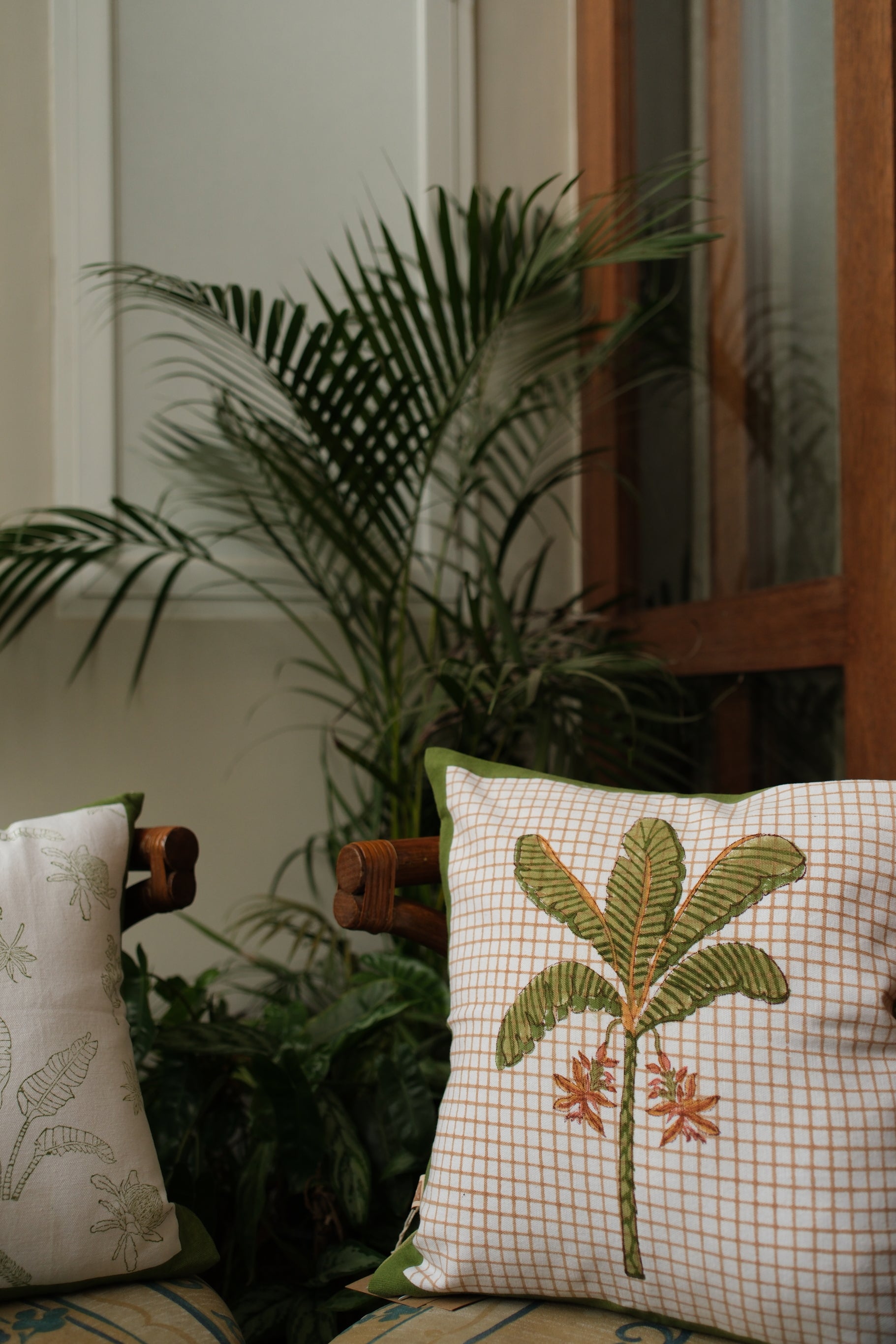 Banana Checkered Cushion Cover