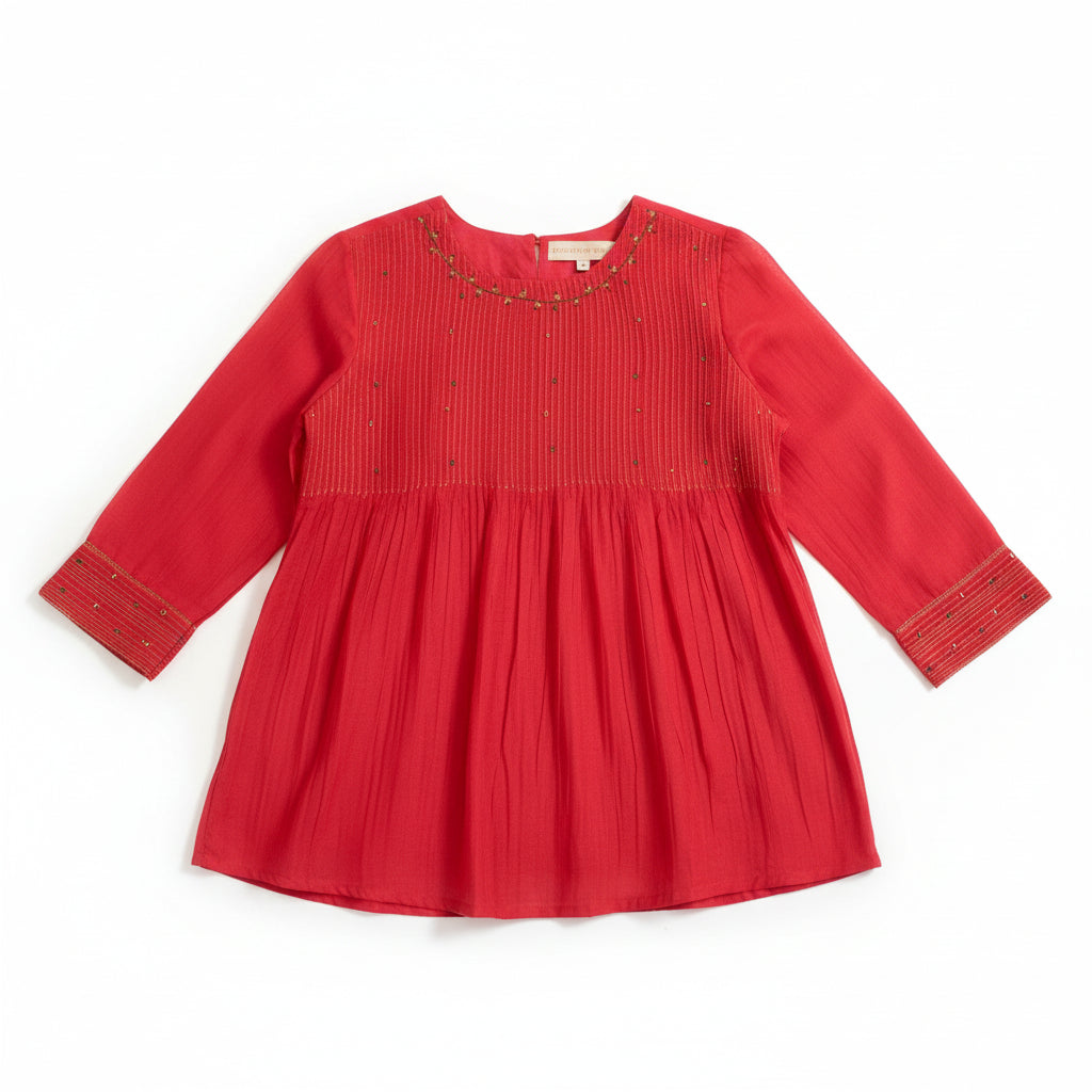 Cutie Patootie Pintuck FS Top - Red