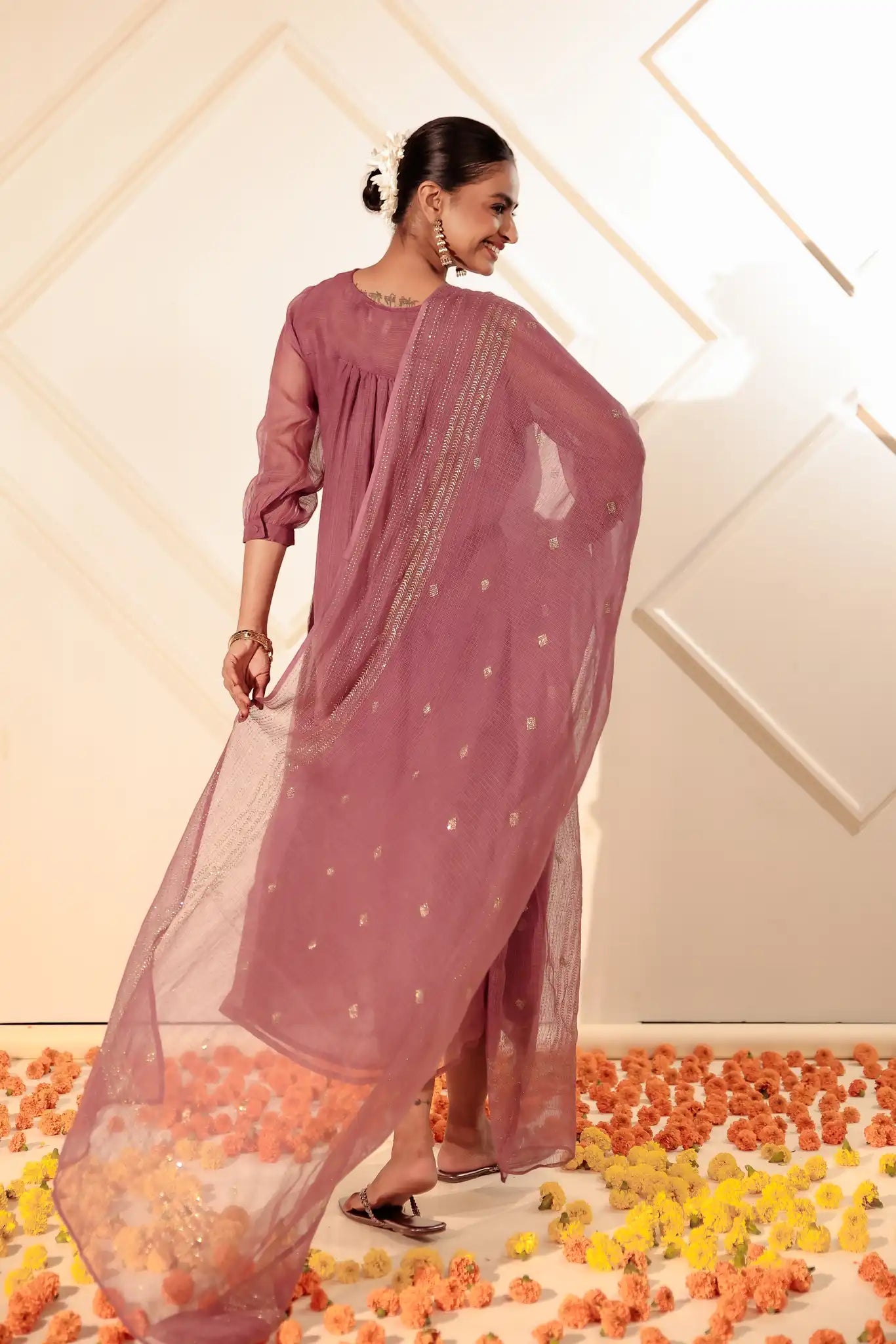 Violet Kota Kurta with Rogan art