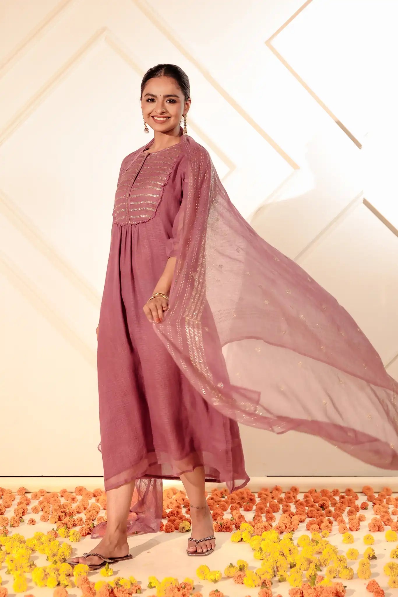 Violet Kota Kurta with Rogan art