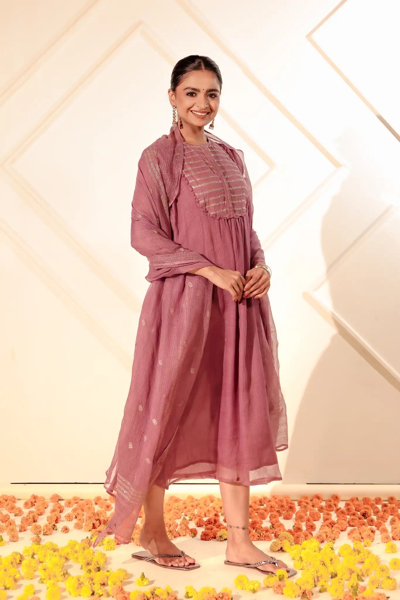 Violet Kota Kurta with Rogan art