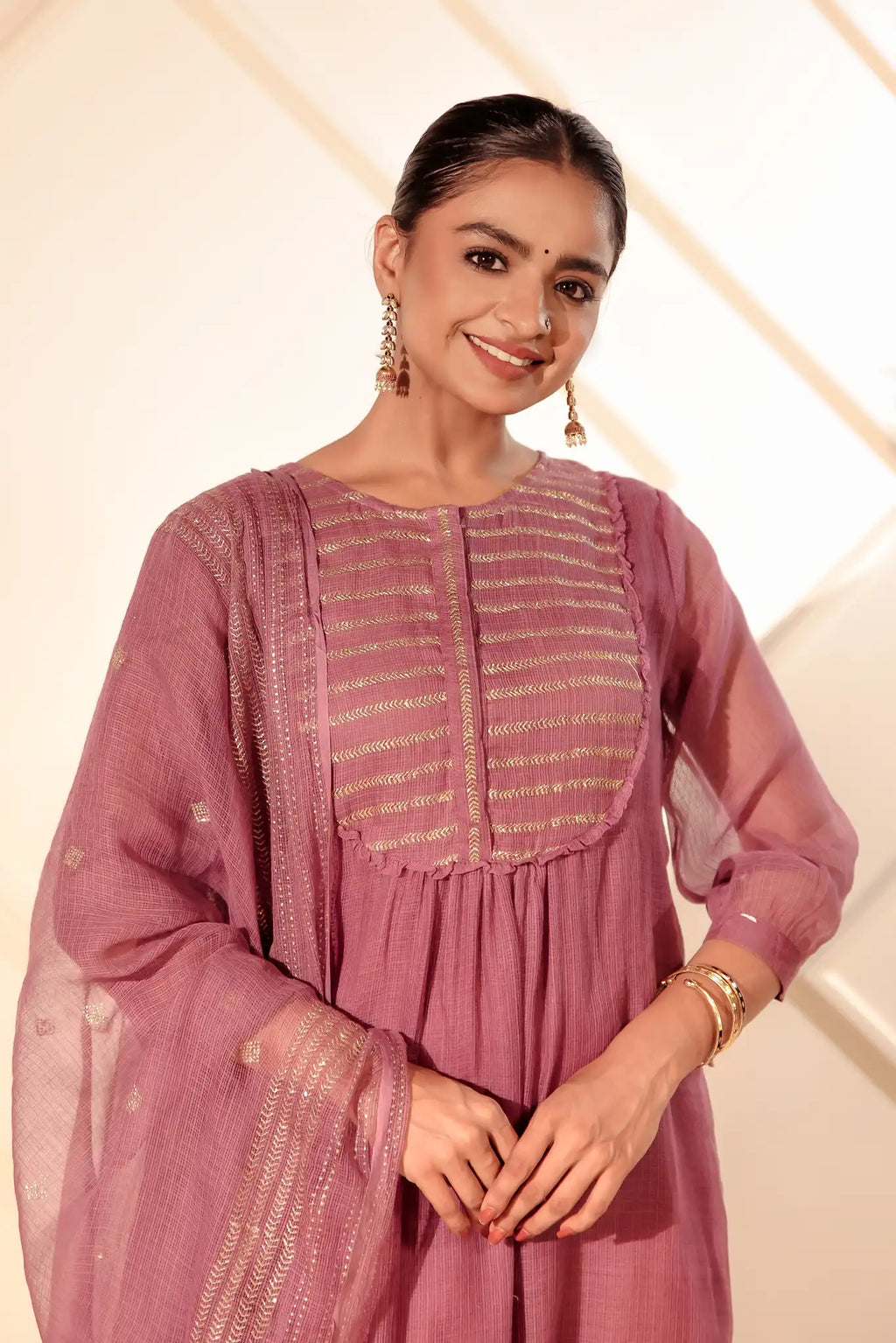 Violet Kota Kurta with Rogan art