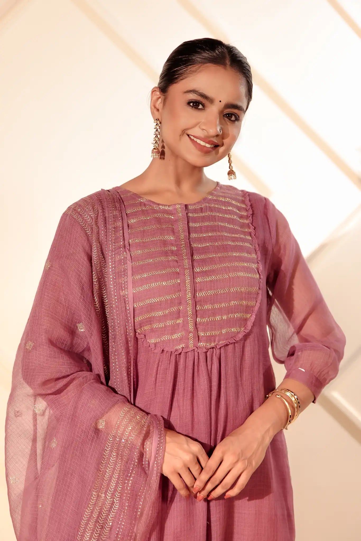 Violet Kota Kurta with Rogan art