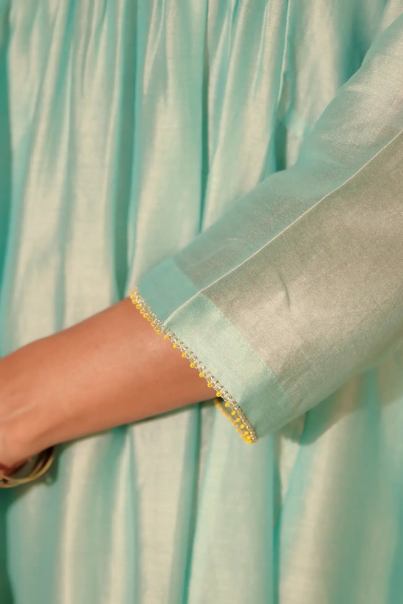 Artic Blue Chanderi Kurta with Pitan Work