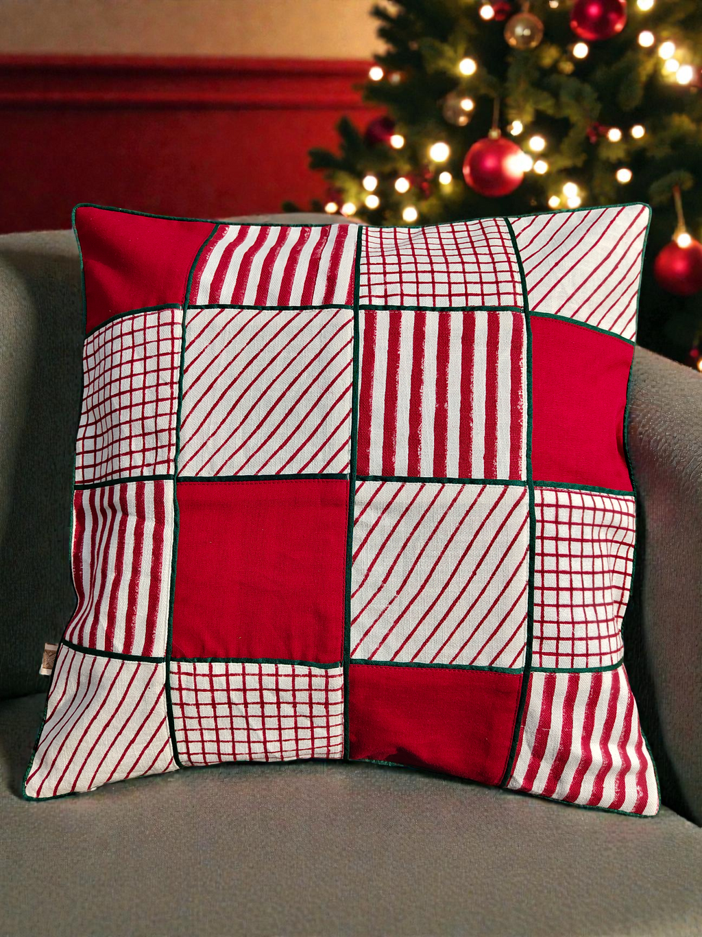 Candy Caney Patch Cushion Cover