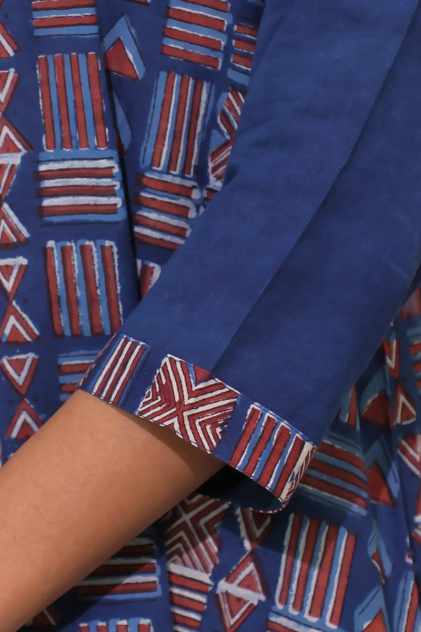Natural Indigo Kurta with Geometric design