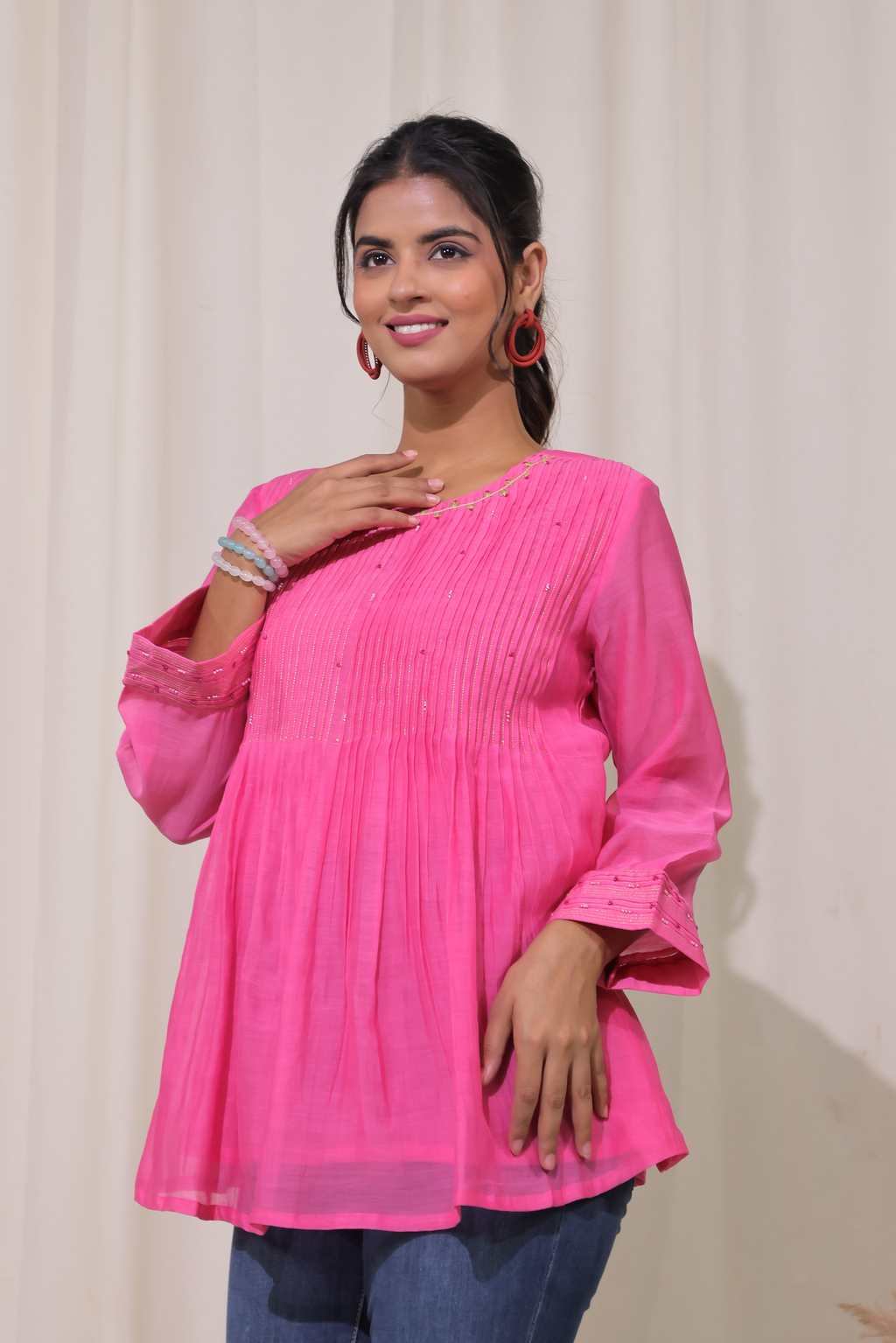 Cutie Patootie Pintuck FS Top -  Pink