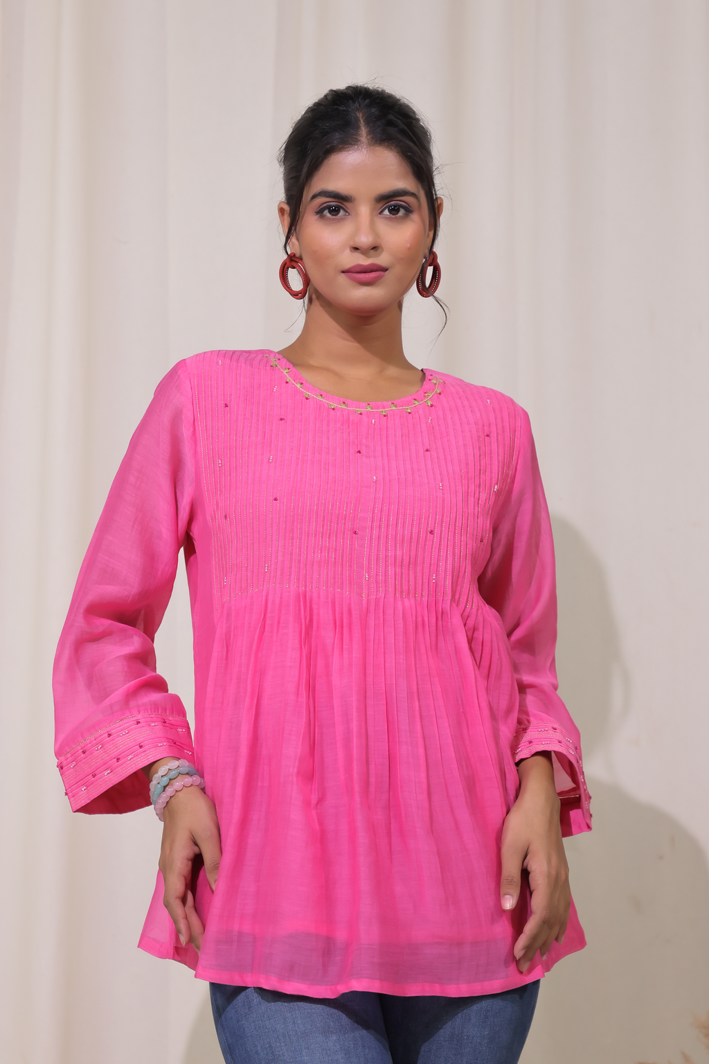 Cutie Patootie Pintuck FS Top -  Pink